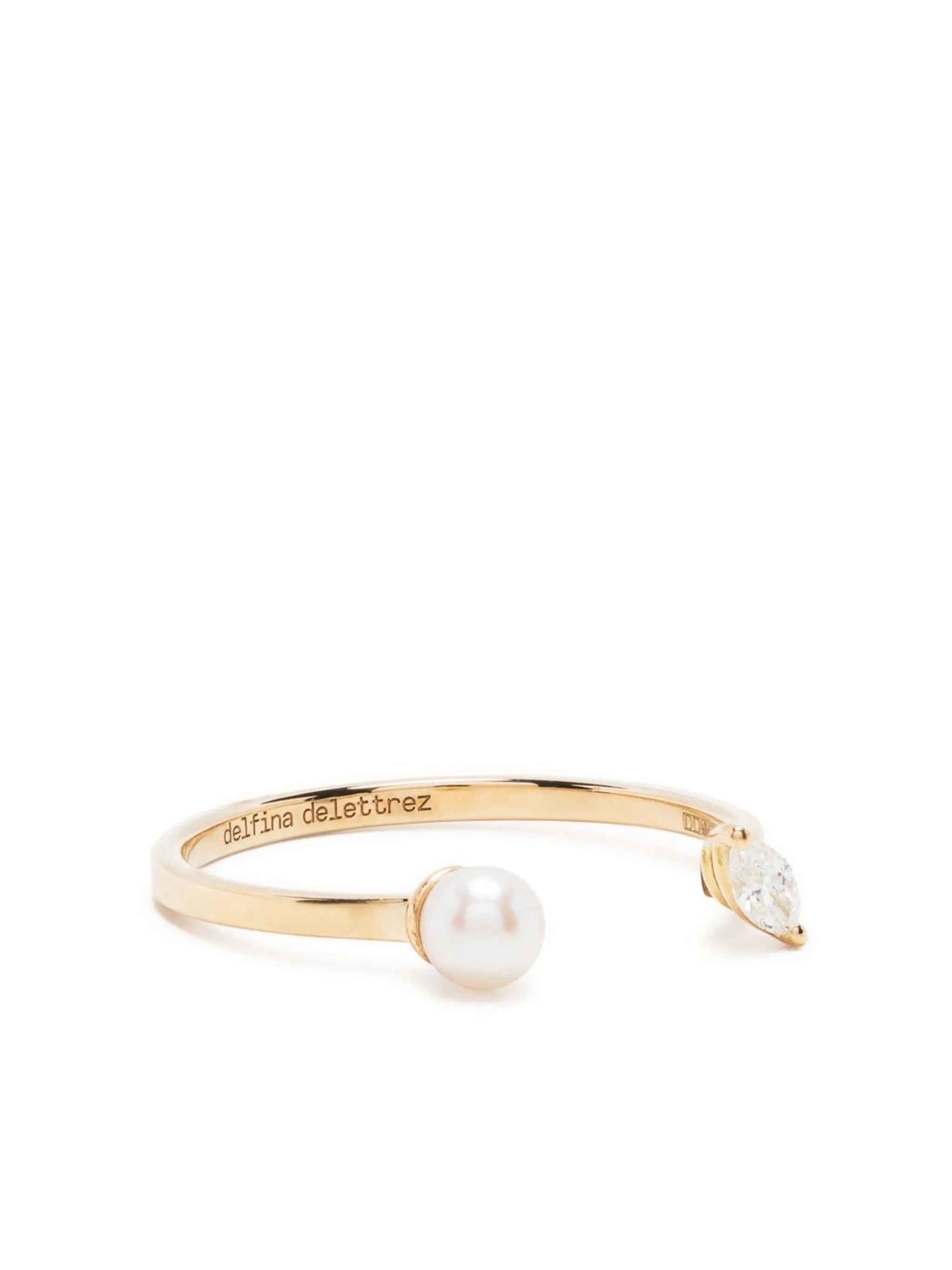 18kt yellow gold Dots pearl and diamond ring