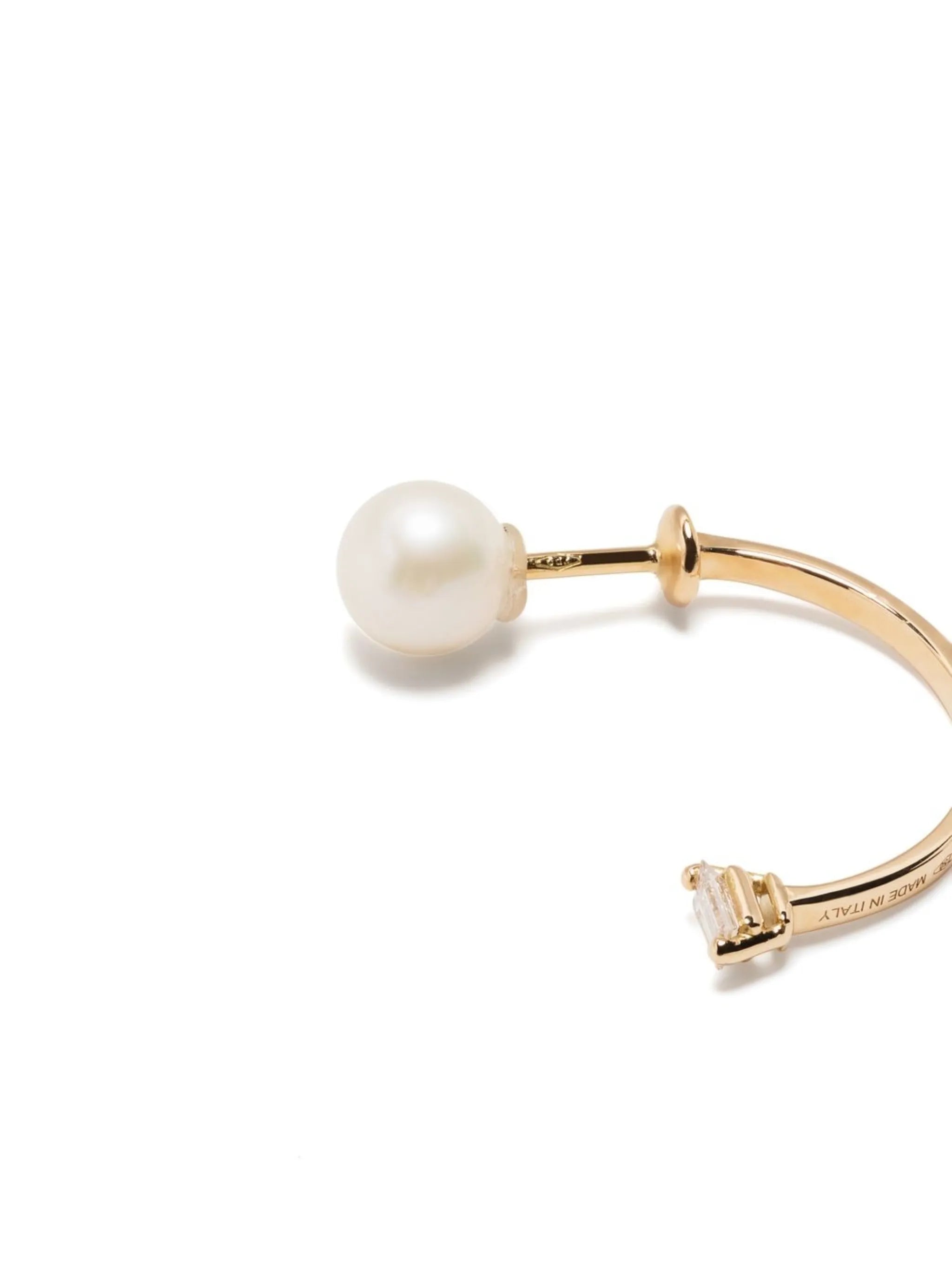 18kt yellow gold Dots pearl and diamond single earring