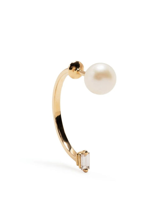 18kt yellow gold Dots pearl and diamond single earring