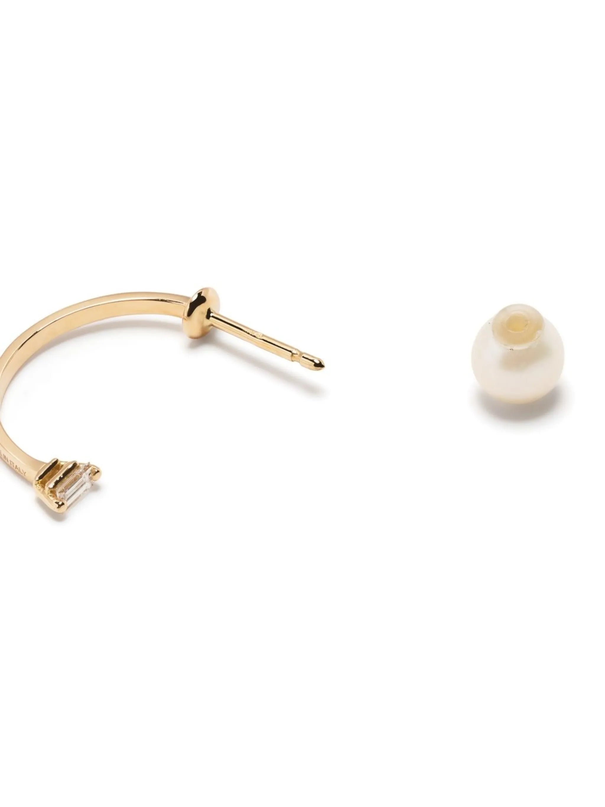 18kt yellow gold Dots pearl and diamond single earring