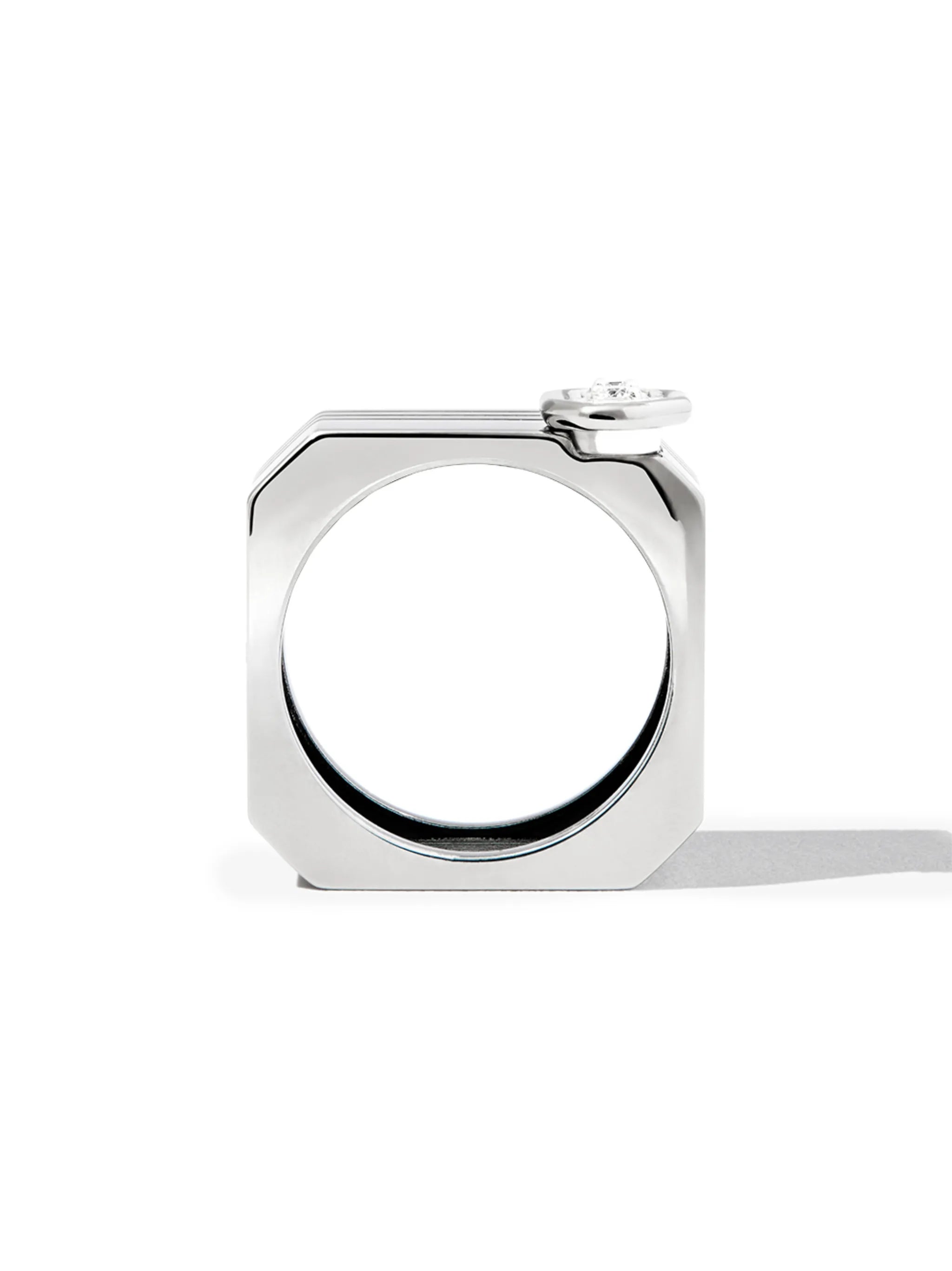 18kt white gold wide band diamond ring