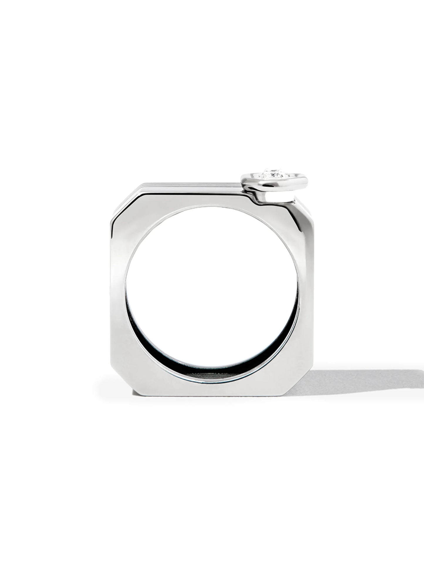18kt white gold wide band diamond ring