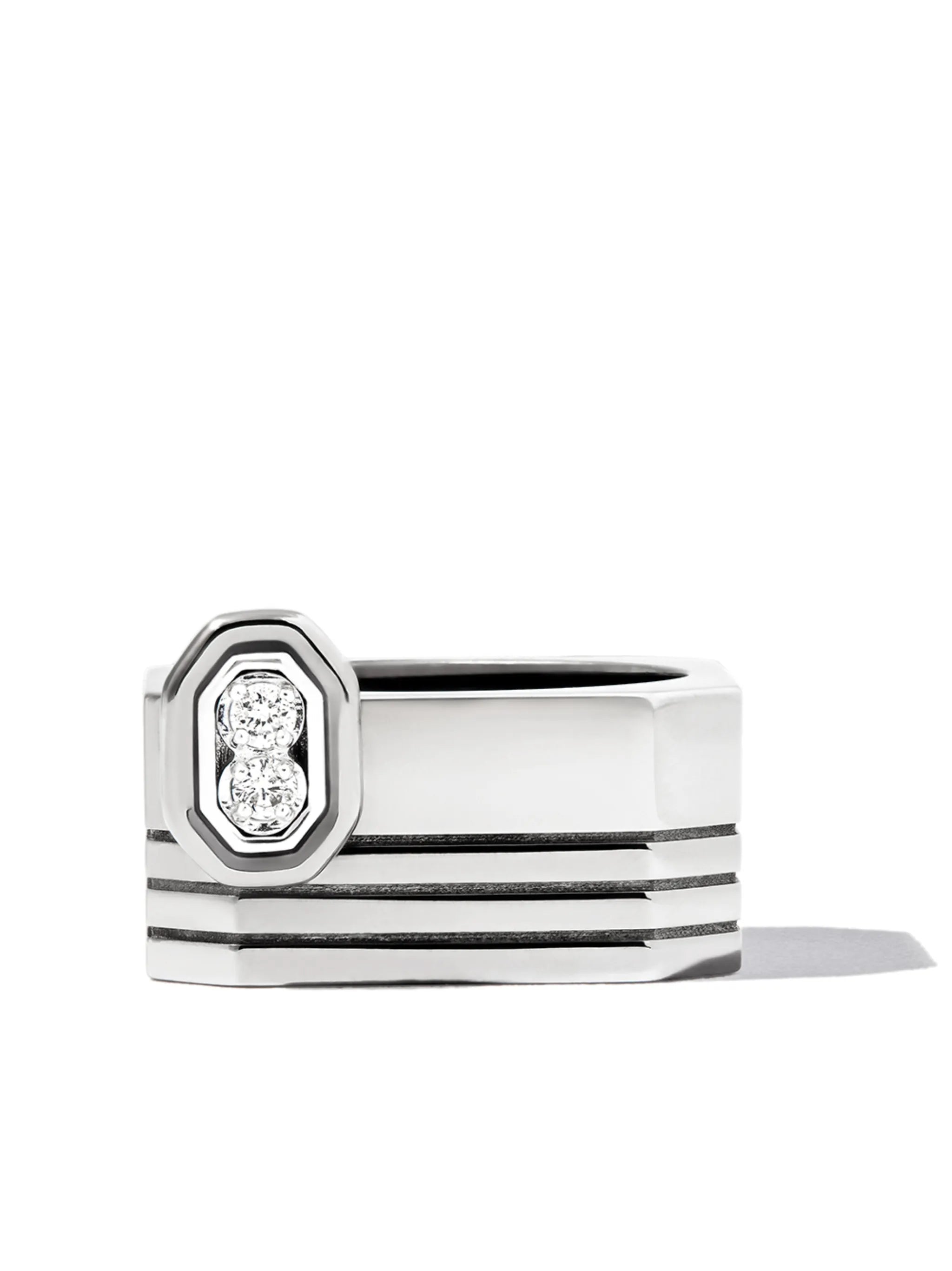 18kt white gold wide band diamond ring
