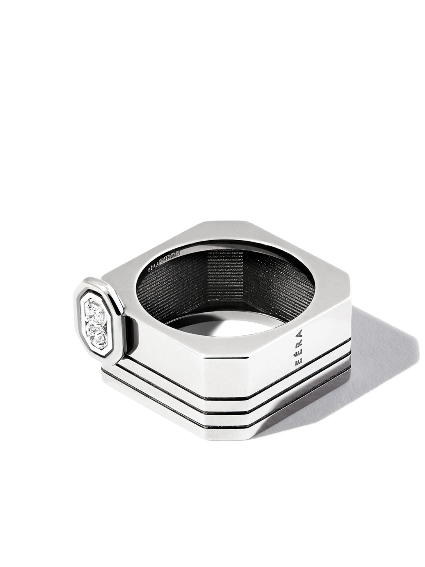 18kt white gold wide band diamond ring