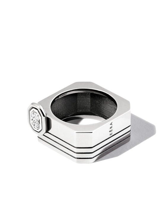 18kt white gold wide band diamond ring