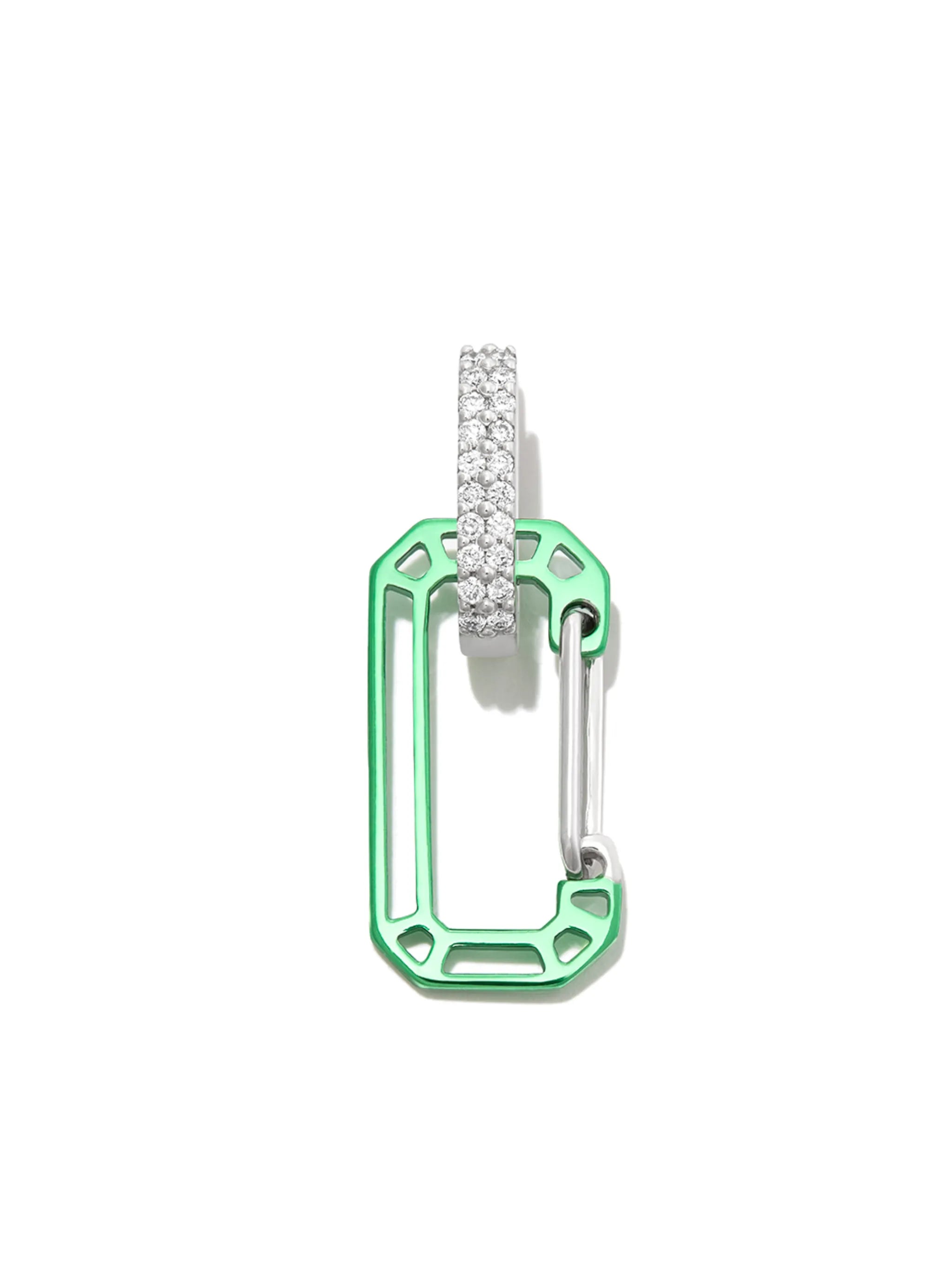 18kt white gold carabiner diamond earring