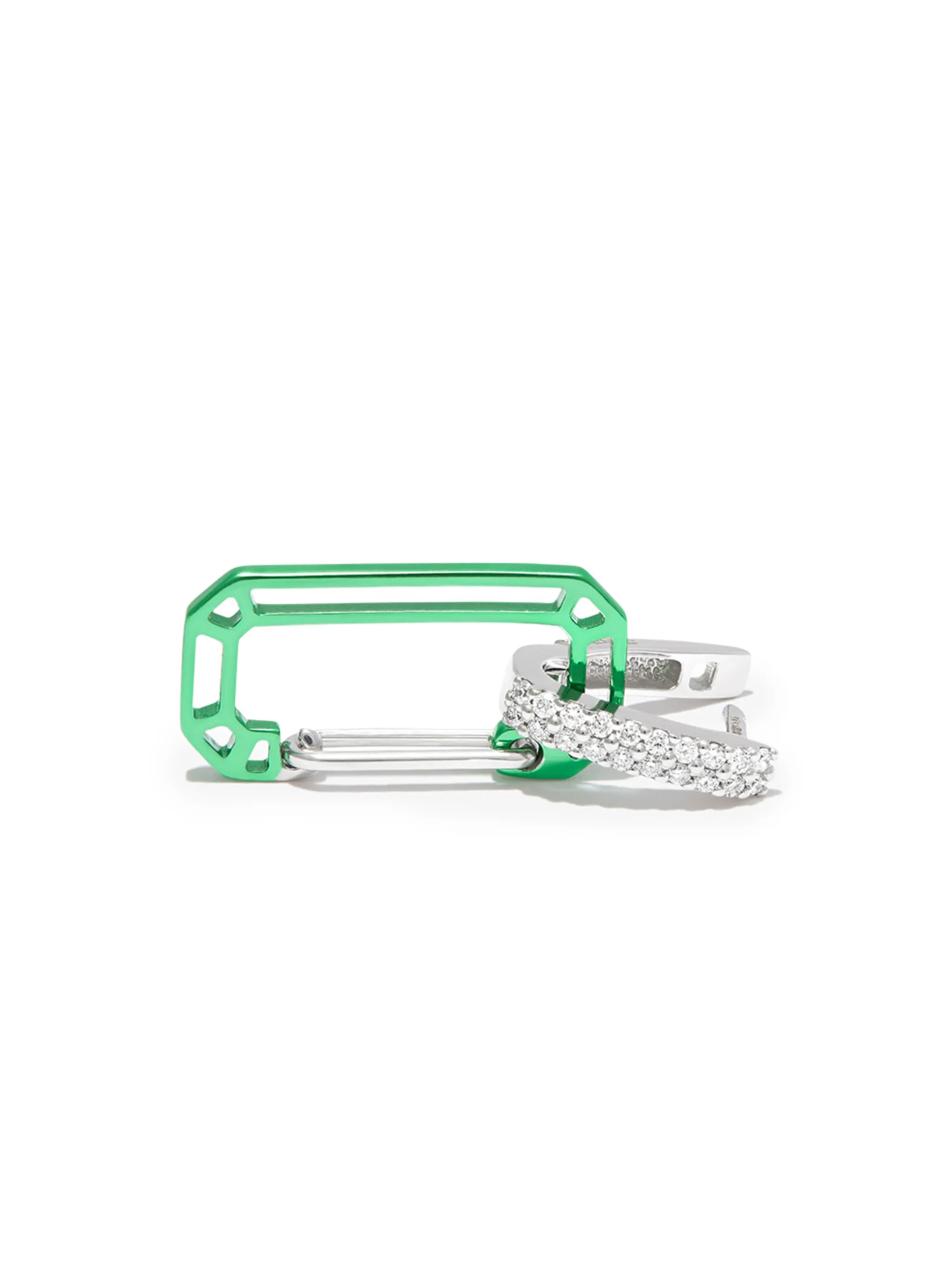 18kt white gold carabiner diamond earring