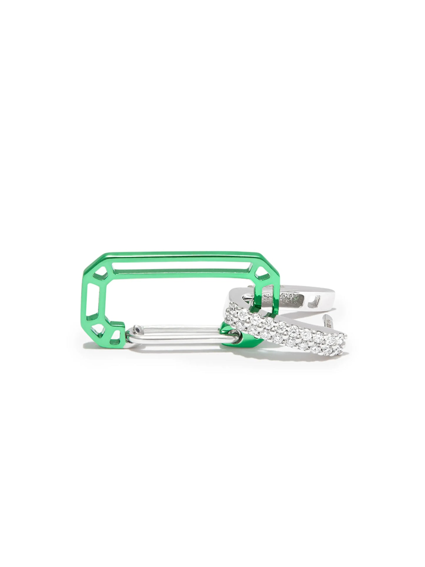 18kt white gold carabiner diamond earring