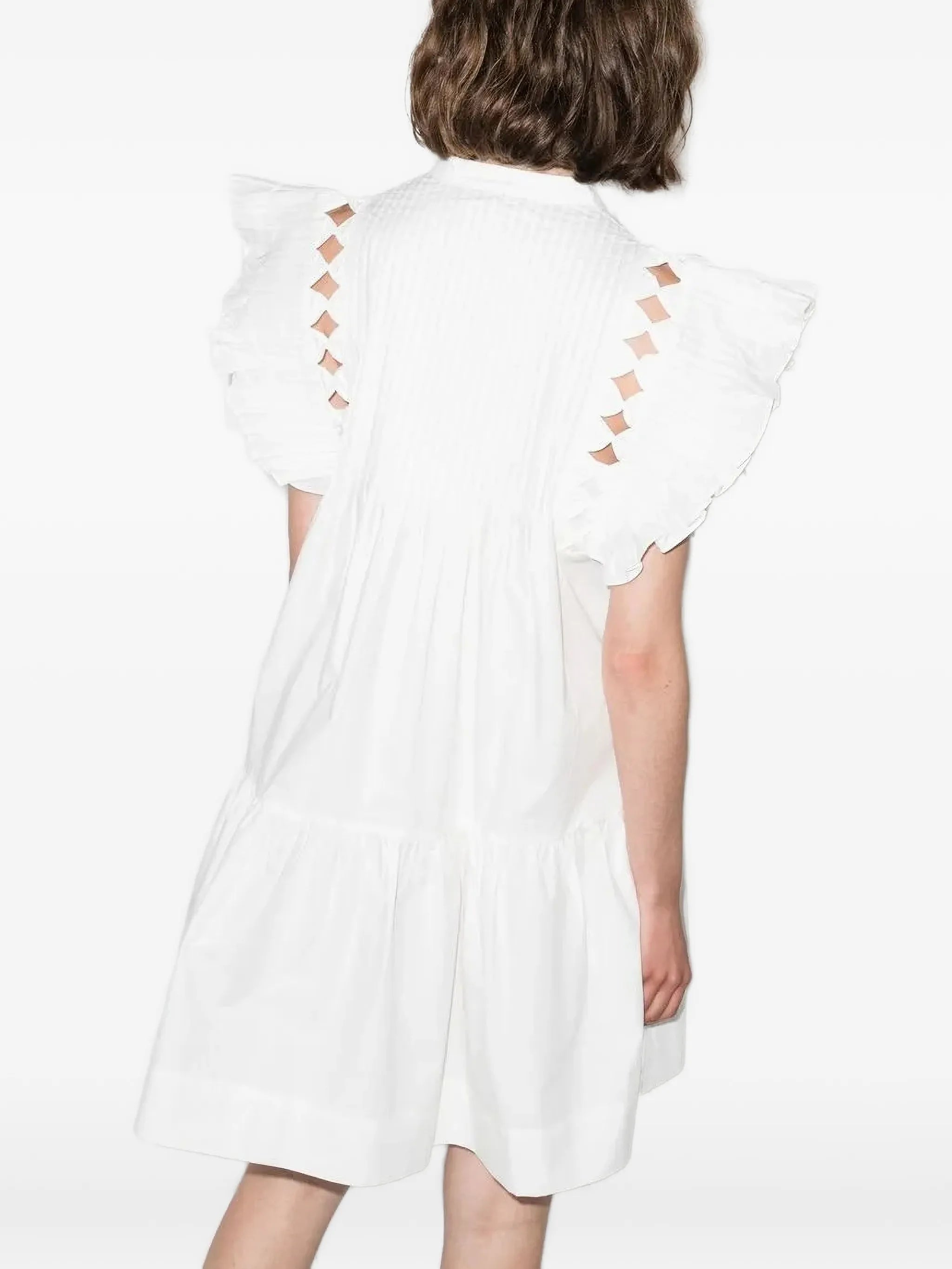 ruffle-sleeve cotton mini dress