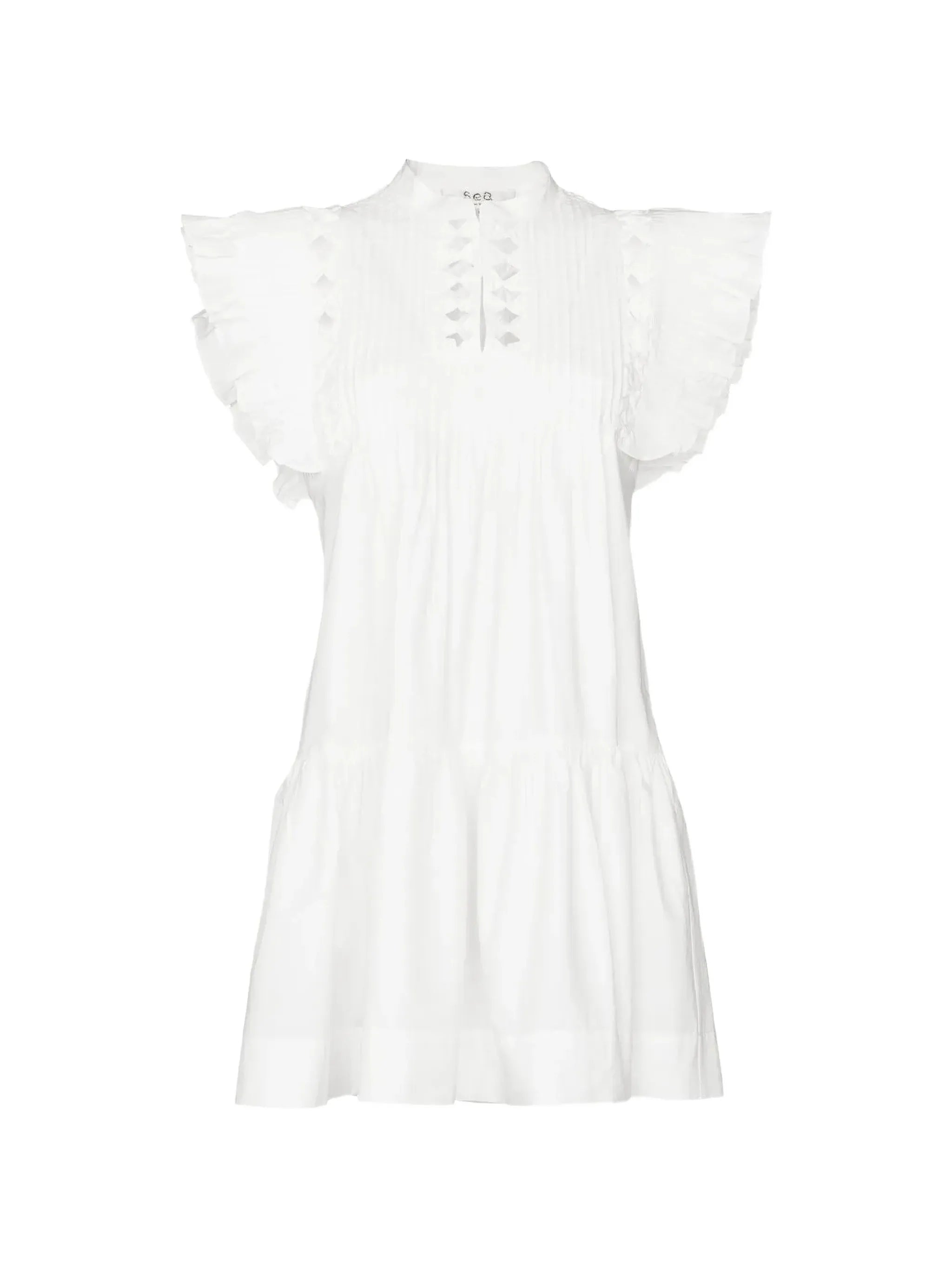 ruffle-sleeve cotton mini dress