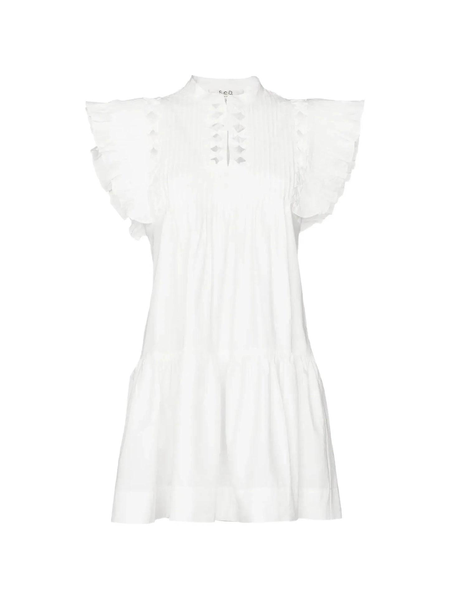 ruffle-sleeve cotton mini dress