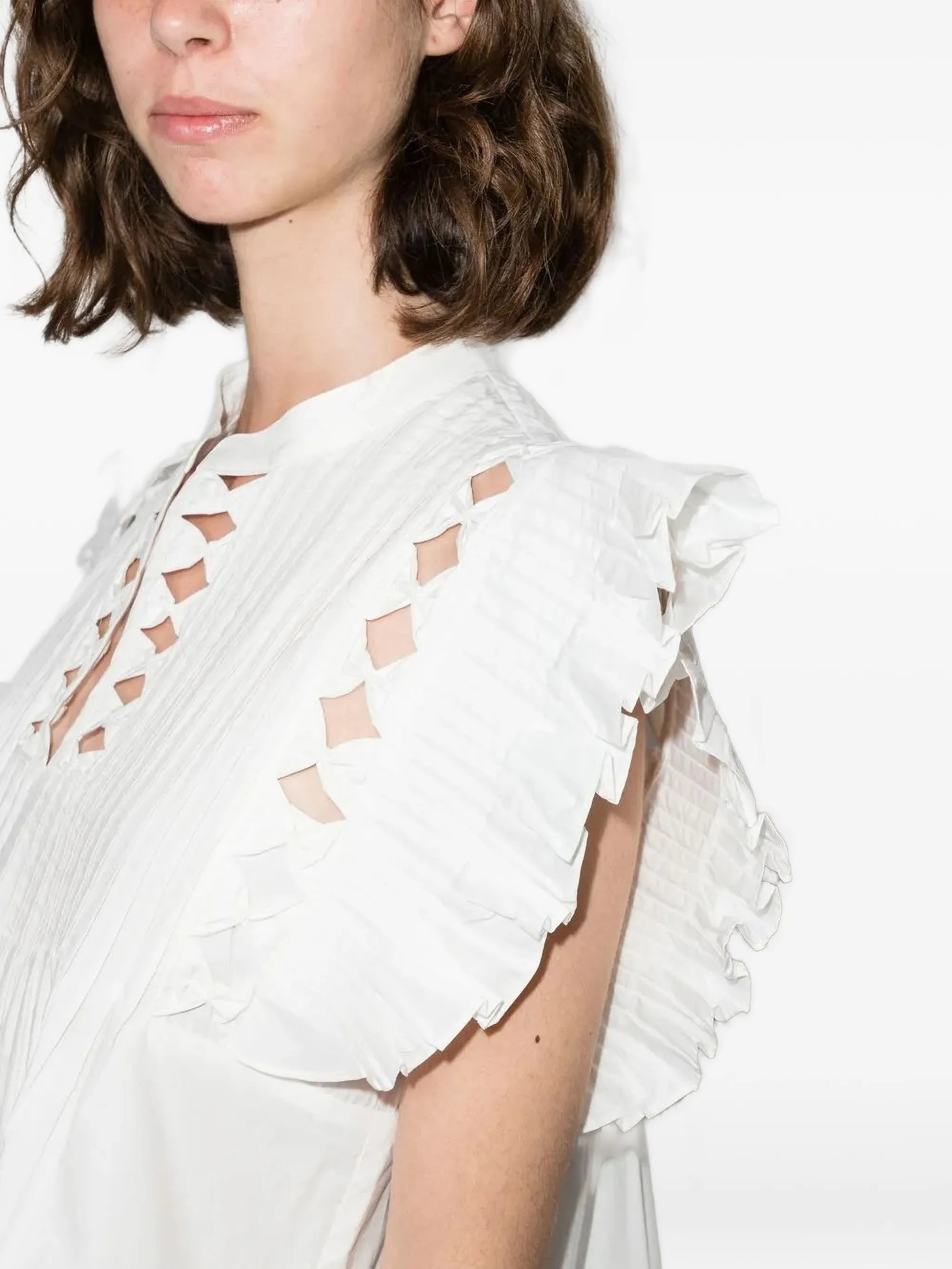 ruffle-sleeve cotton mini dress