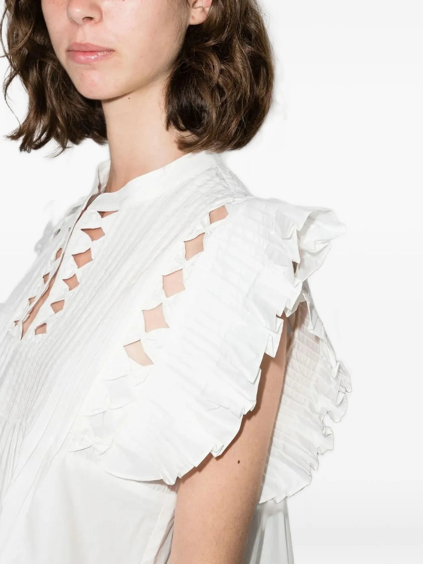 ruffle-sleeve cotton mini dress