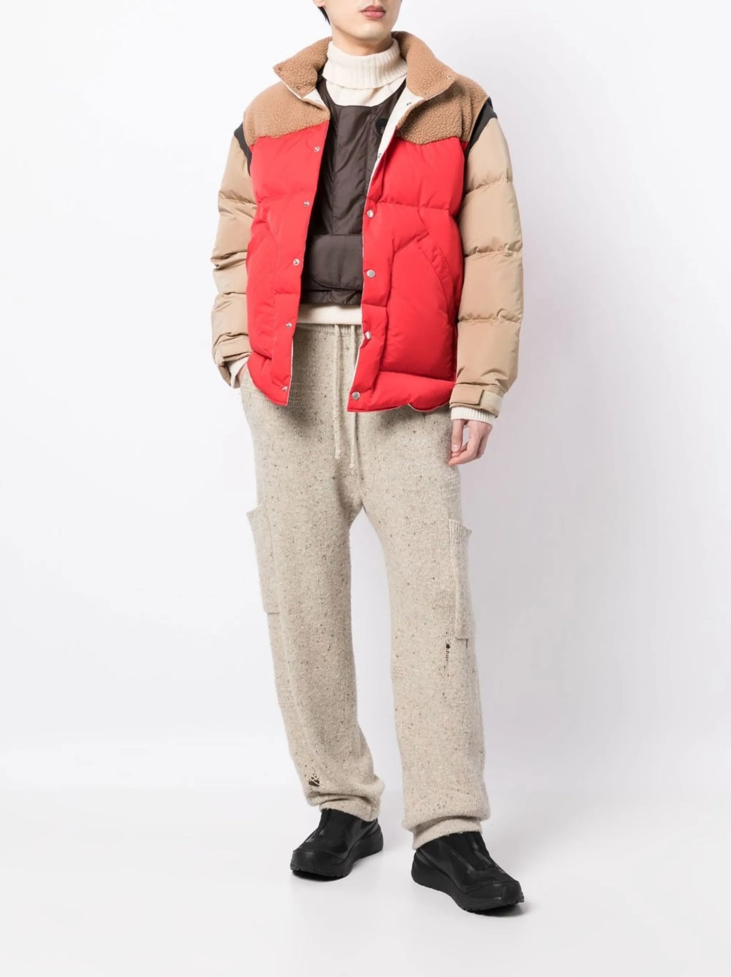 panelled puffer jacket