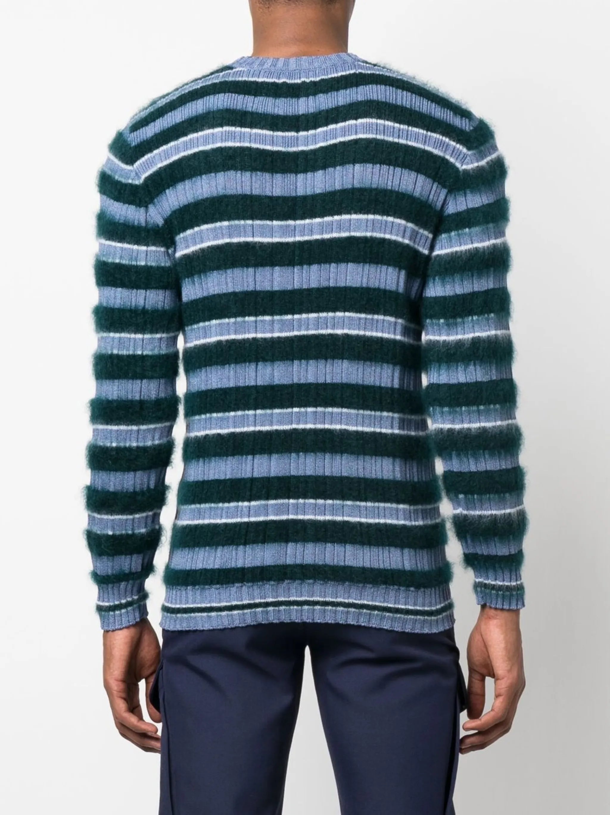 stripe-knit ribbed jumper