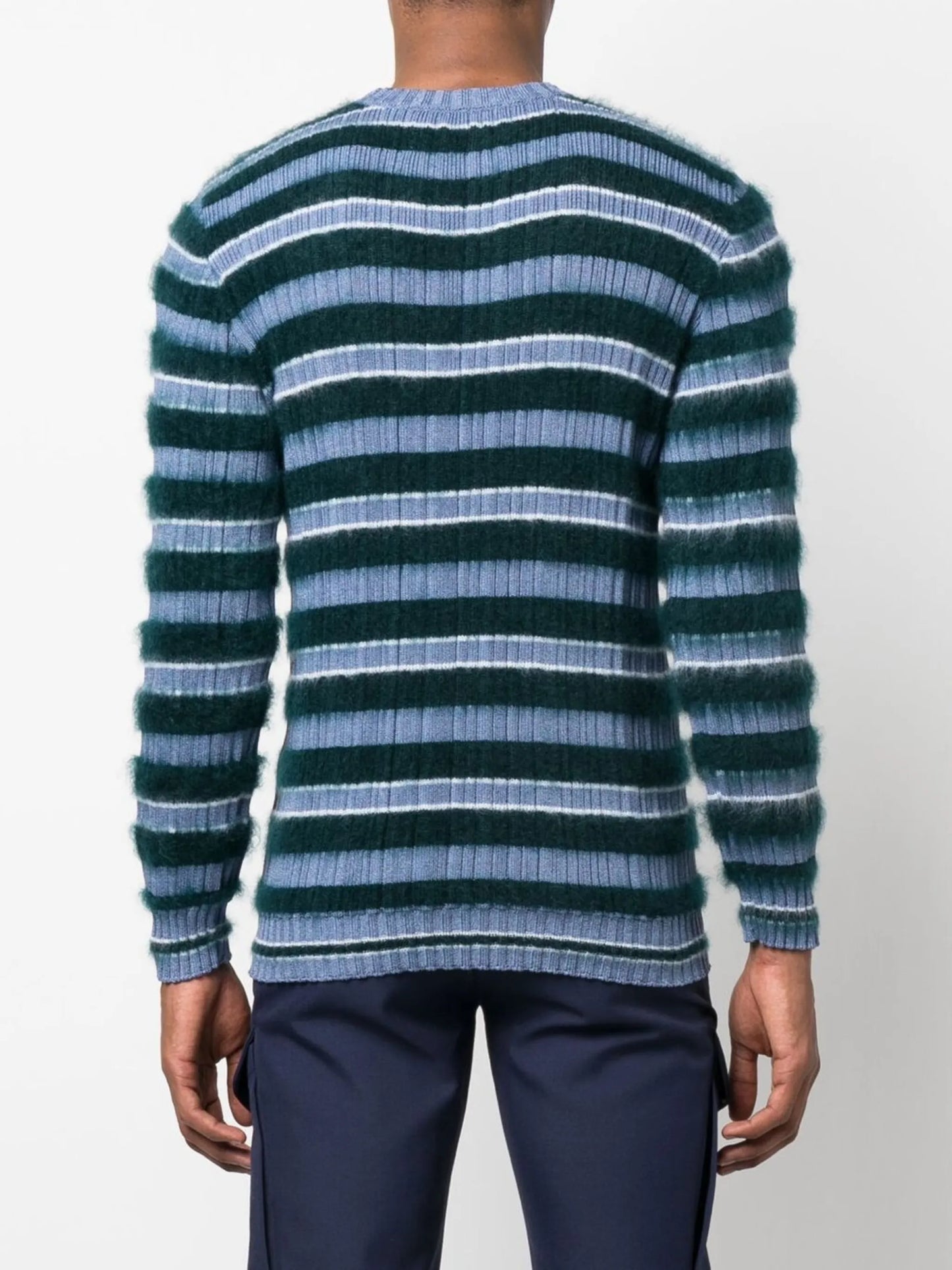 stripe-knit ribbed jumper