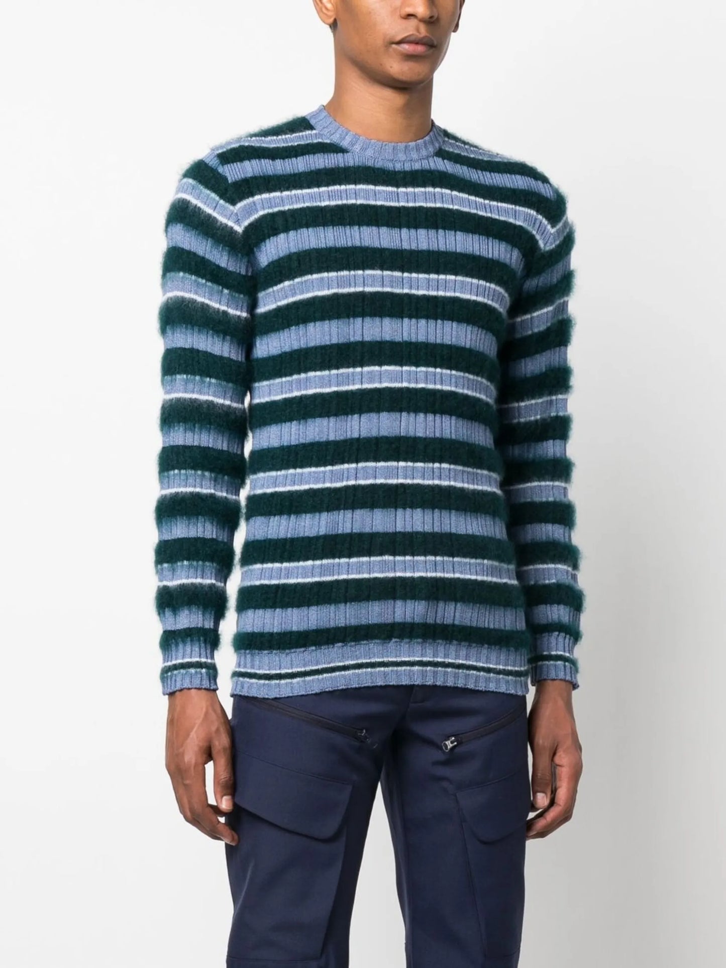 stripe-knit ribbed jumper
