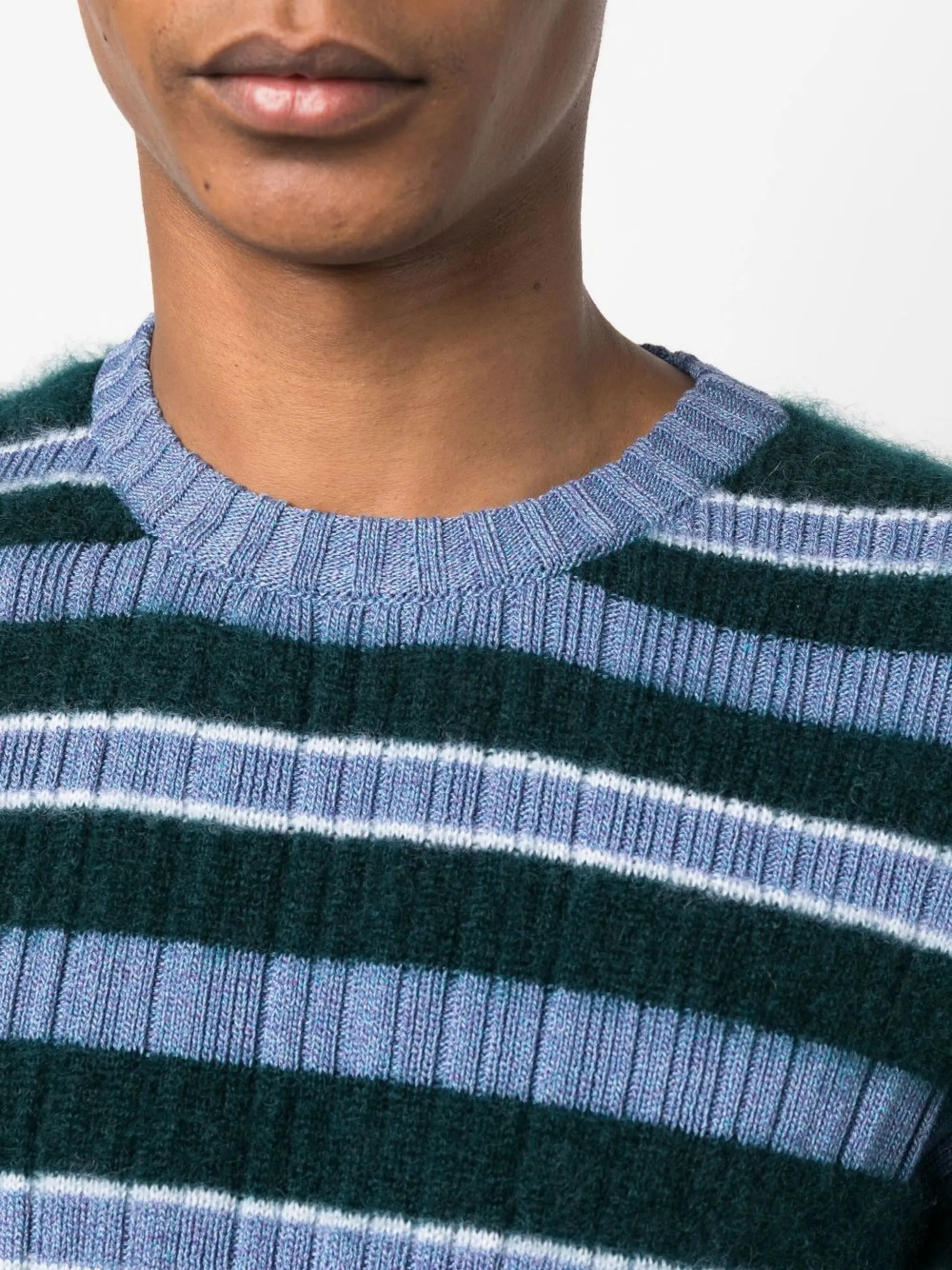 stripe-knit ribbed jumper