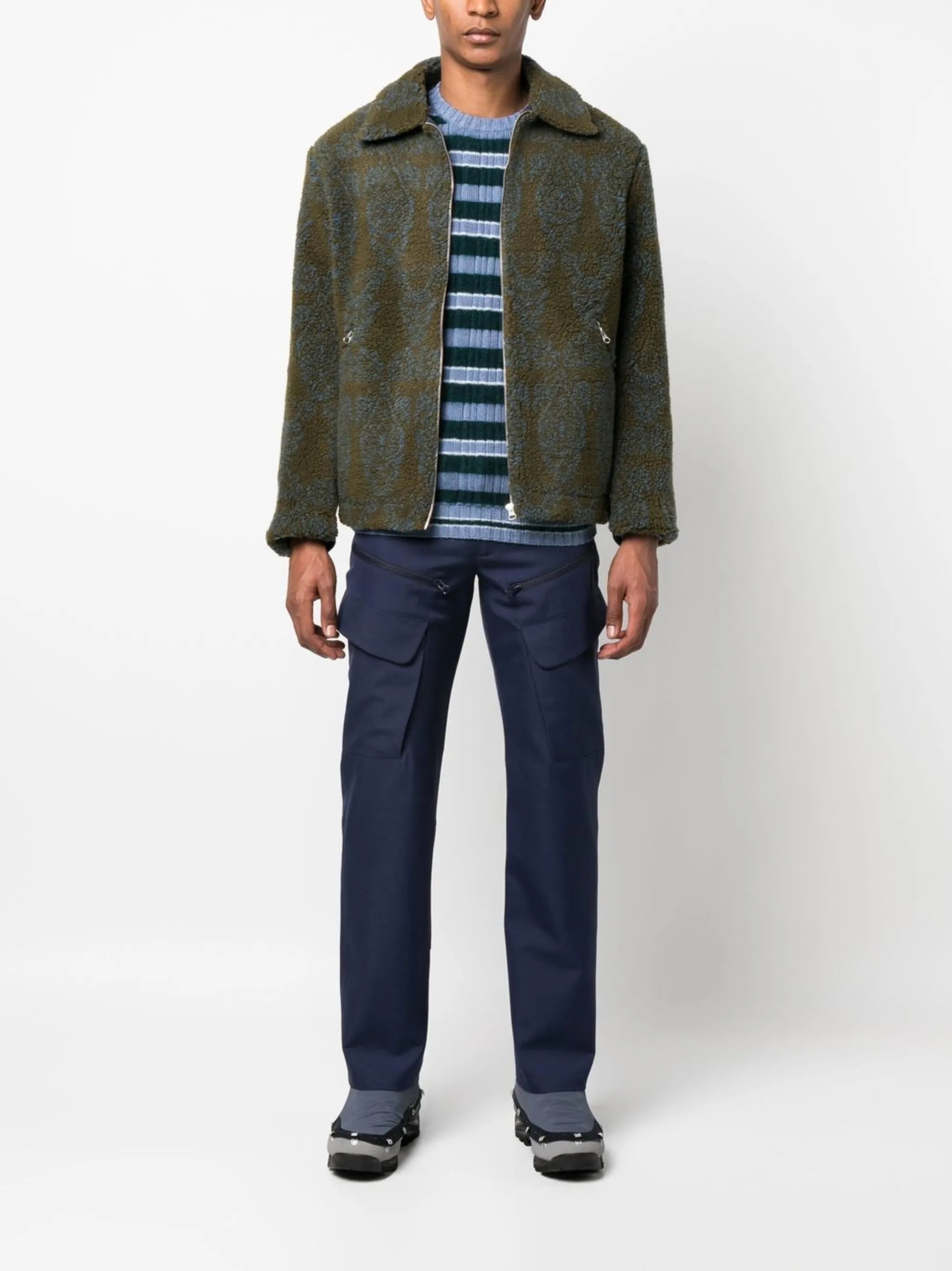 stripe-knit ribbed jumper