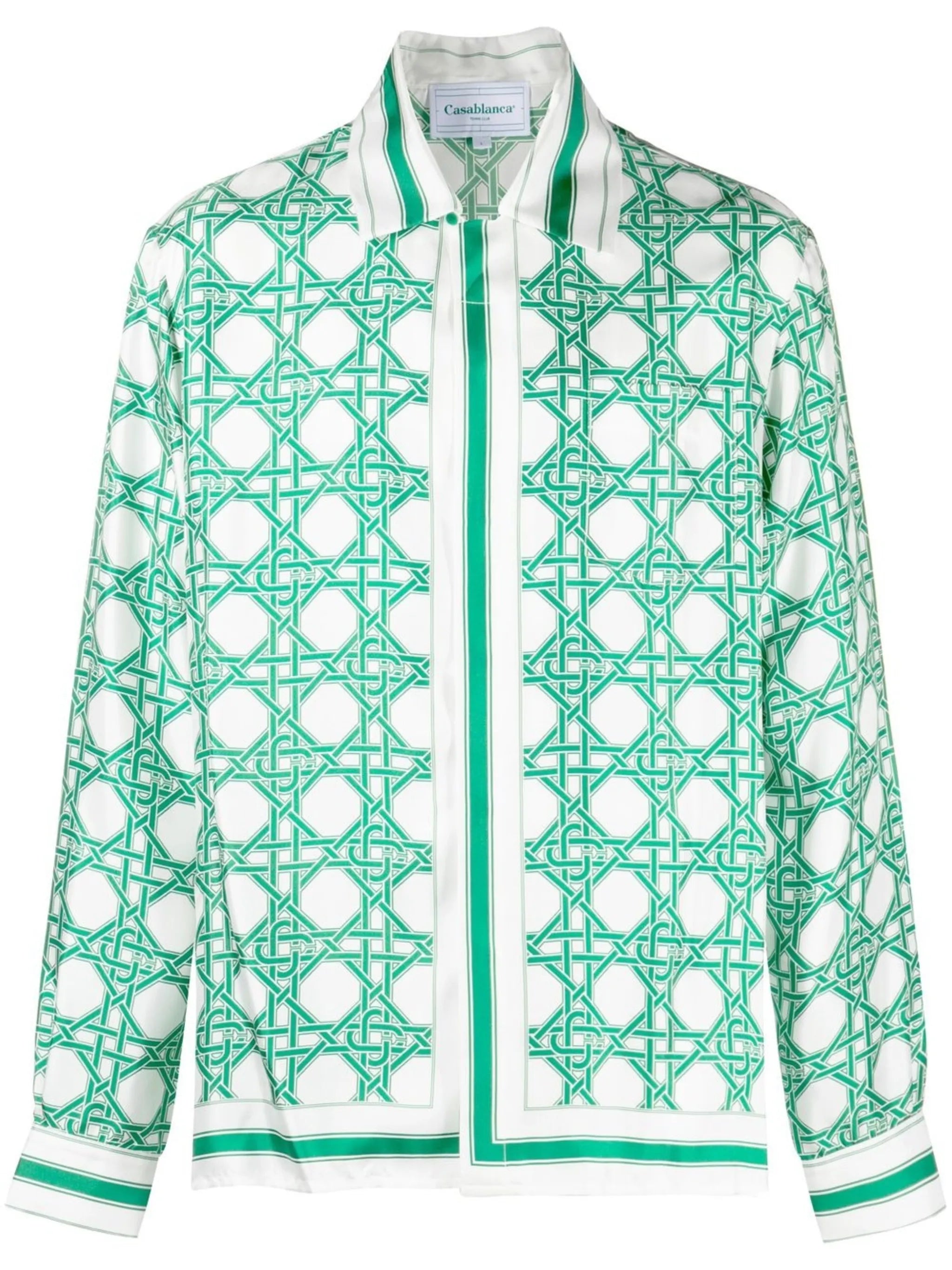 geometric-print silk shirt