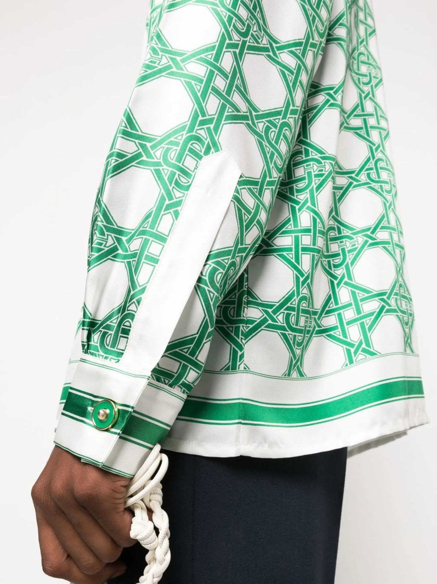geometric-print silk shirt