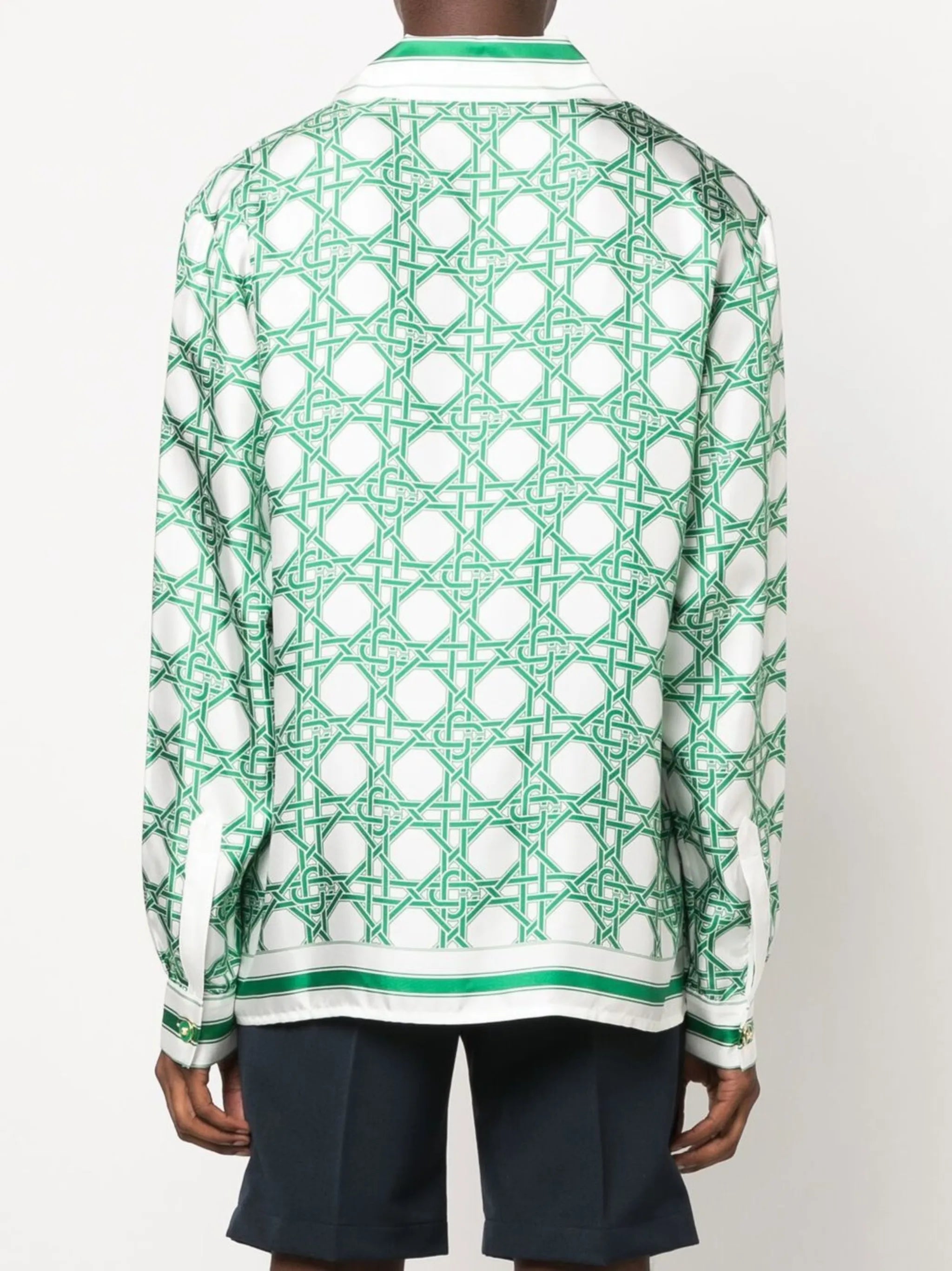 geometric-print silk shirt