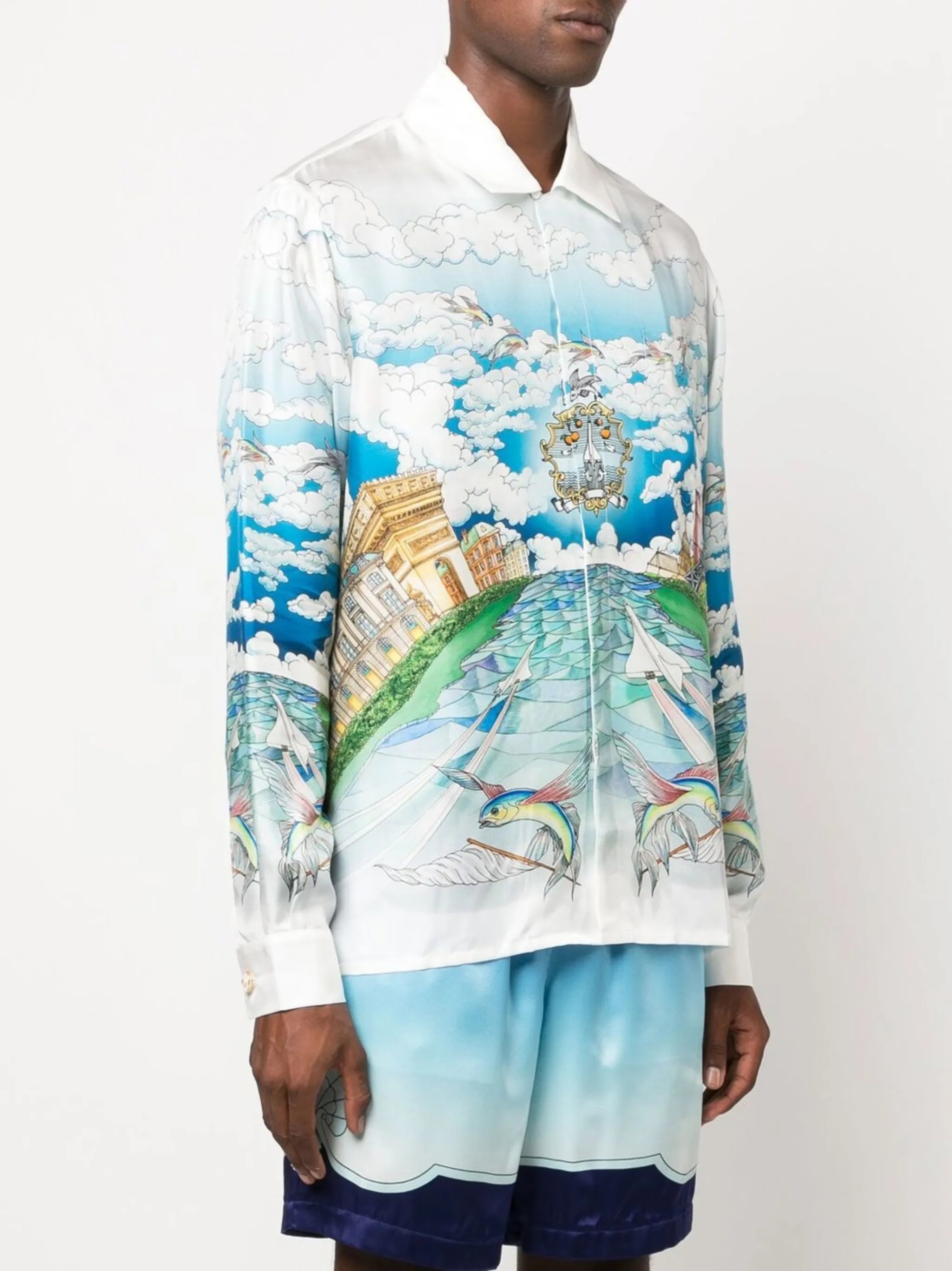 graphic-print long-sleeve shirt