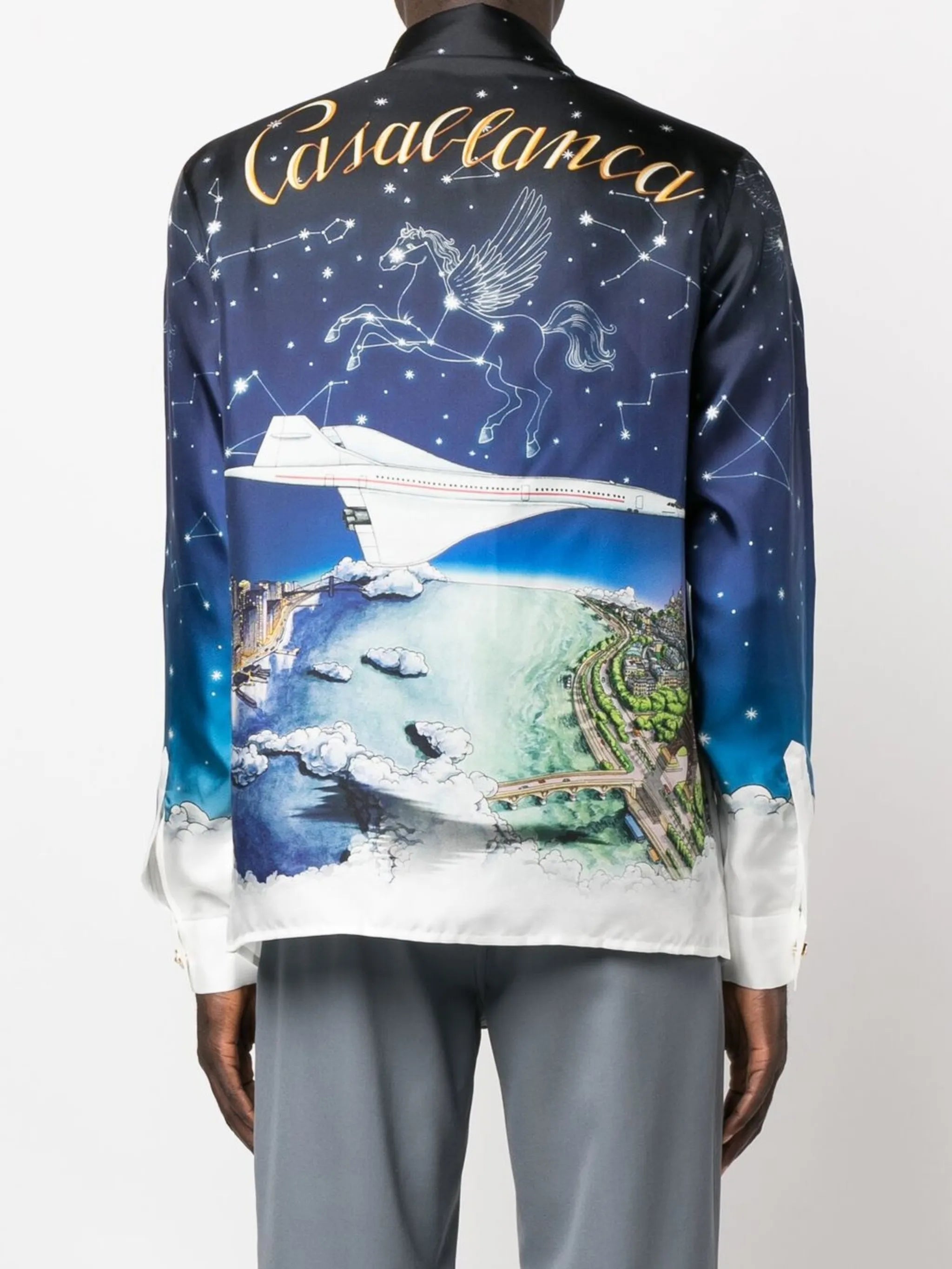 graphic-print long-sleeved shirt
