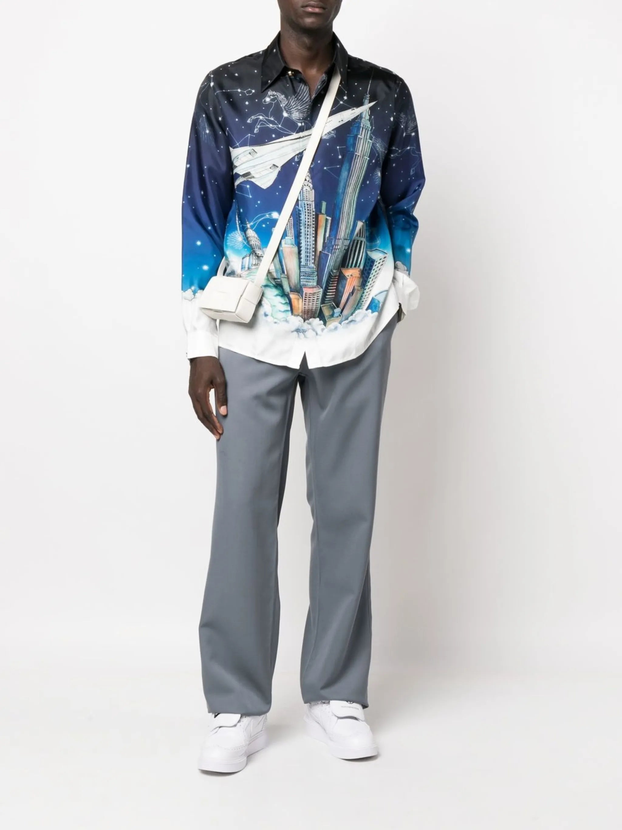 graphic-print long-sleeved shirt