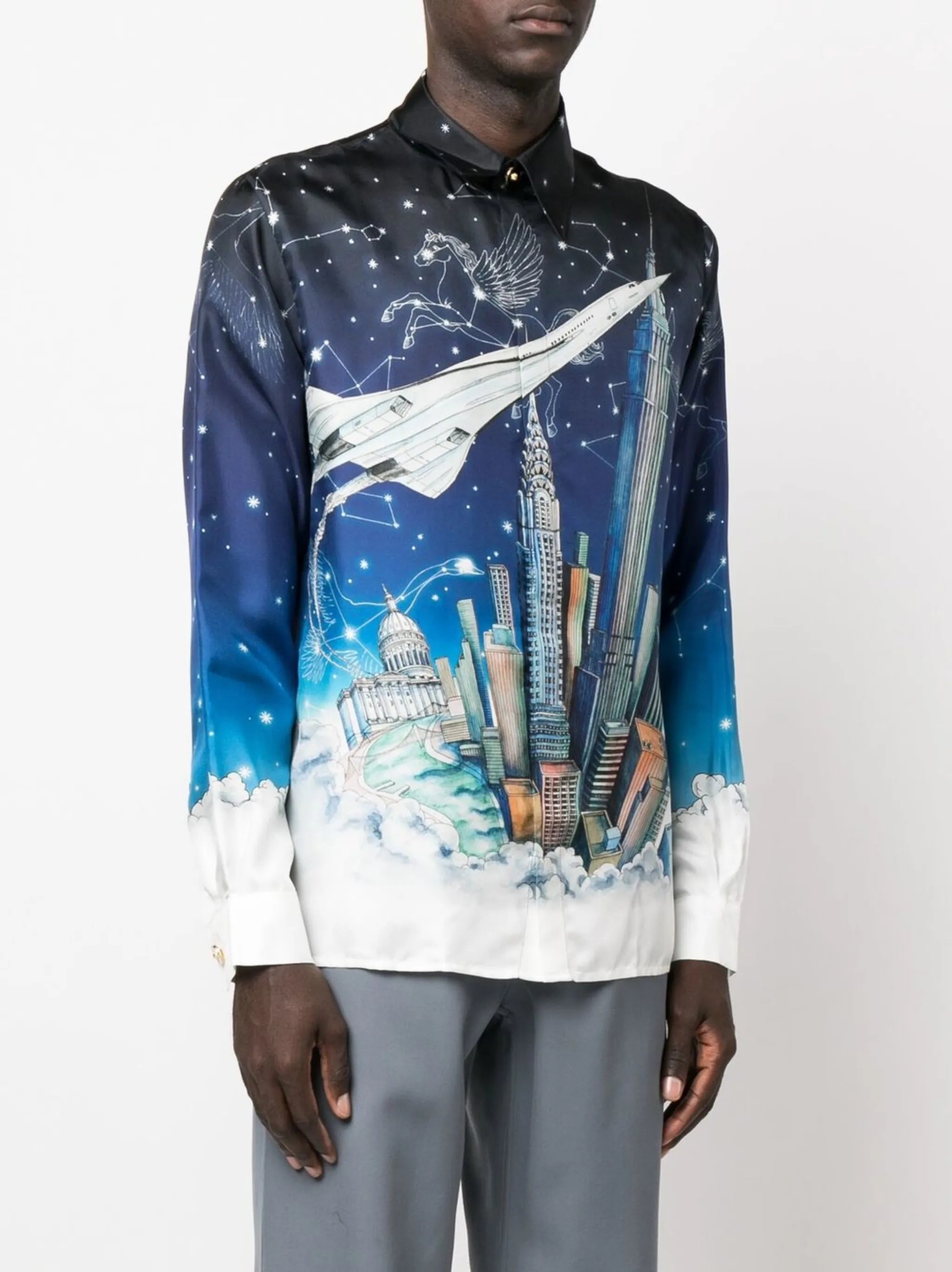 graphic-print long-sleeved shirt