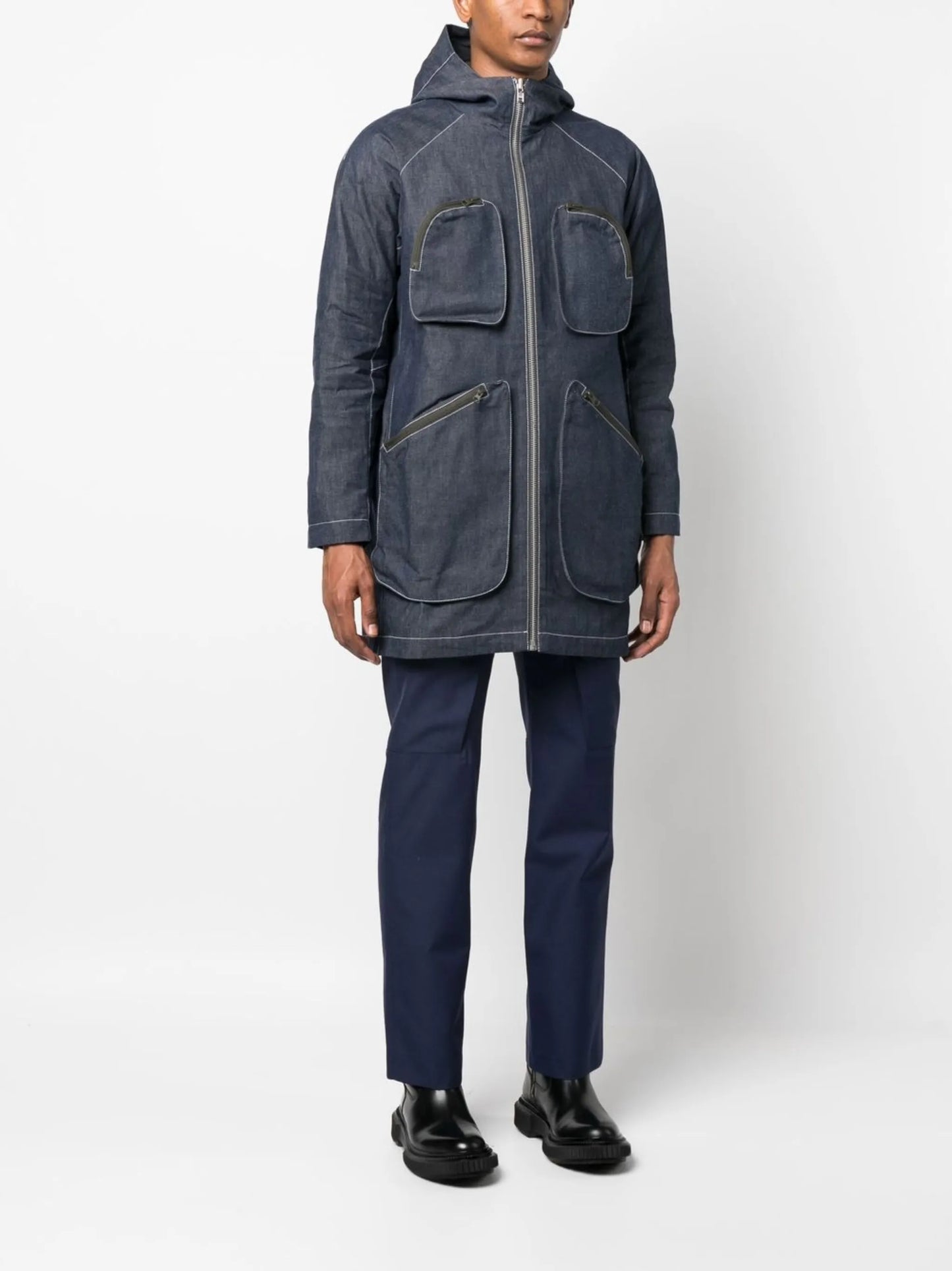 hooded denim parka