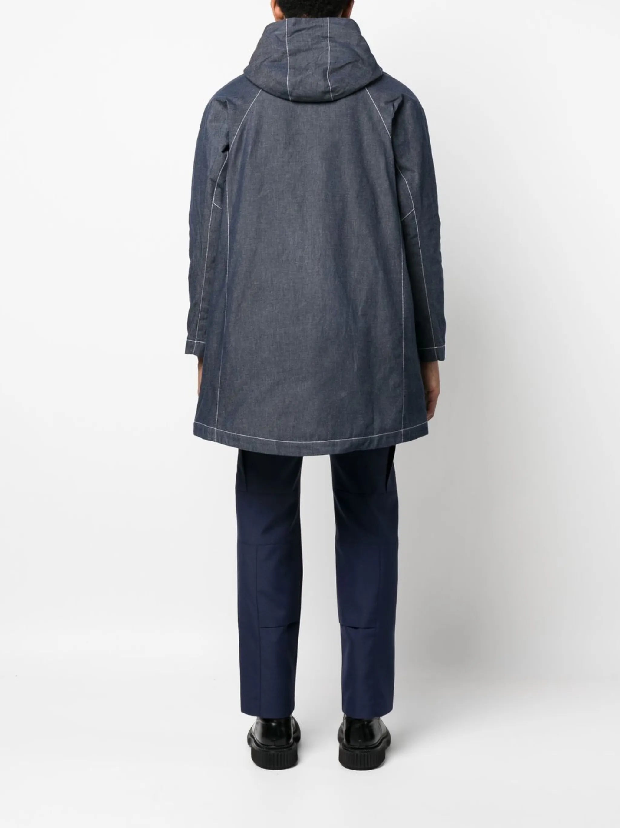 hooded denim parka