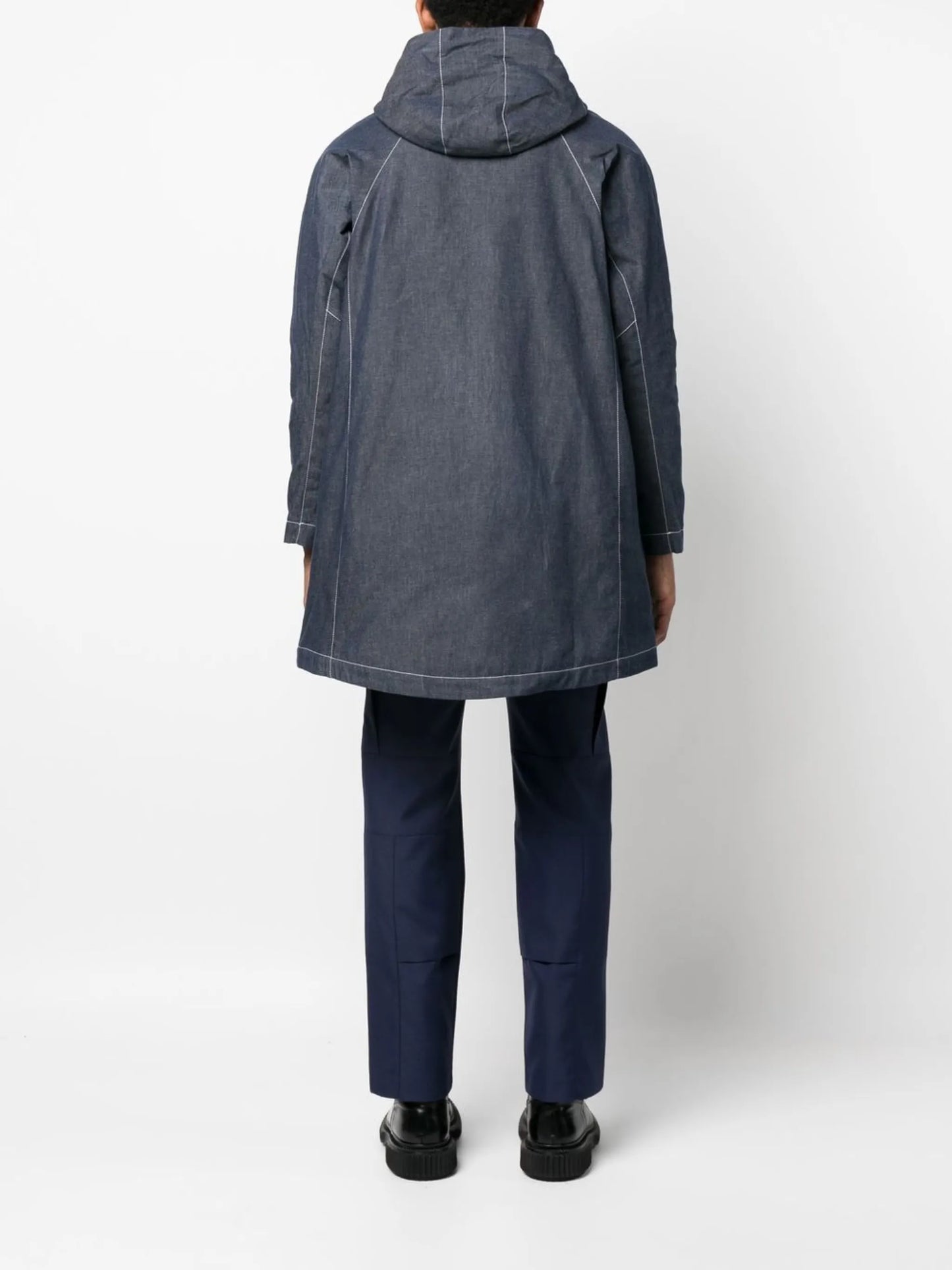 hooded denim parka