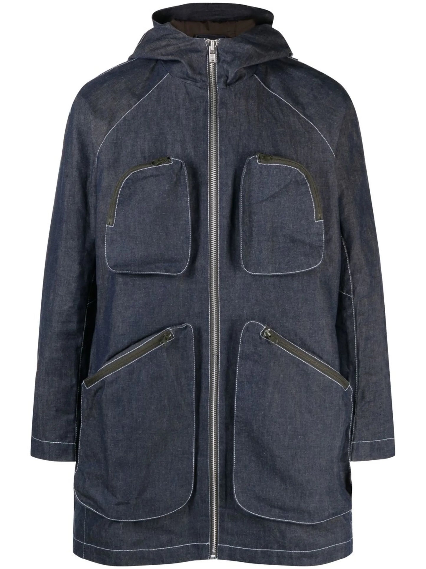 hooded denim parka