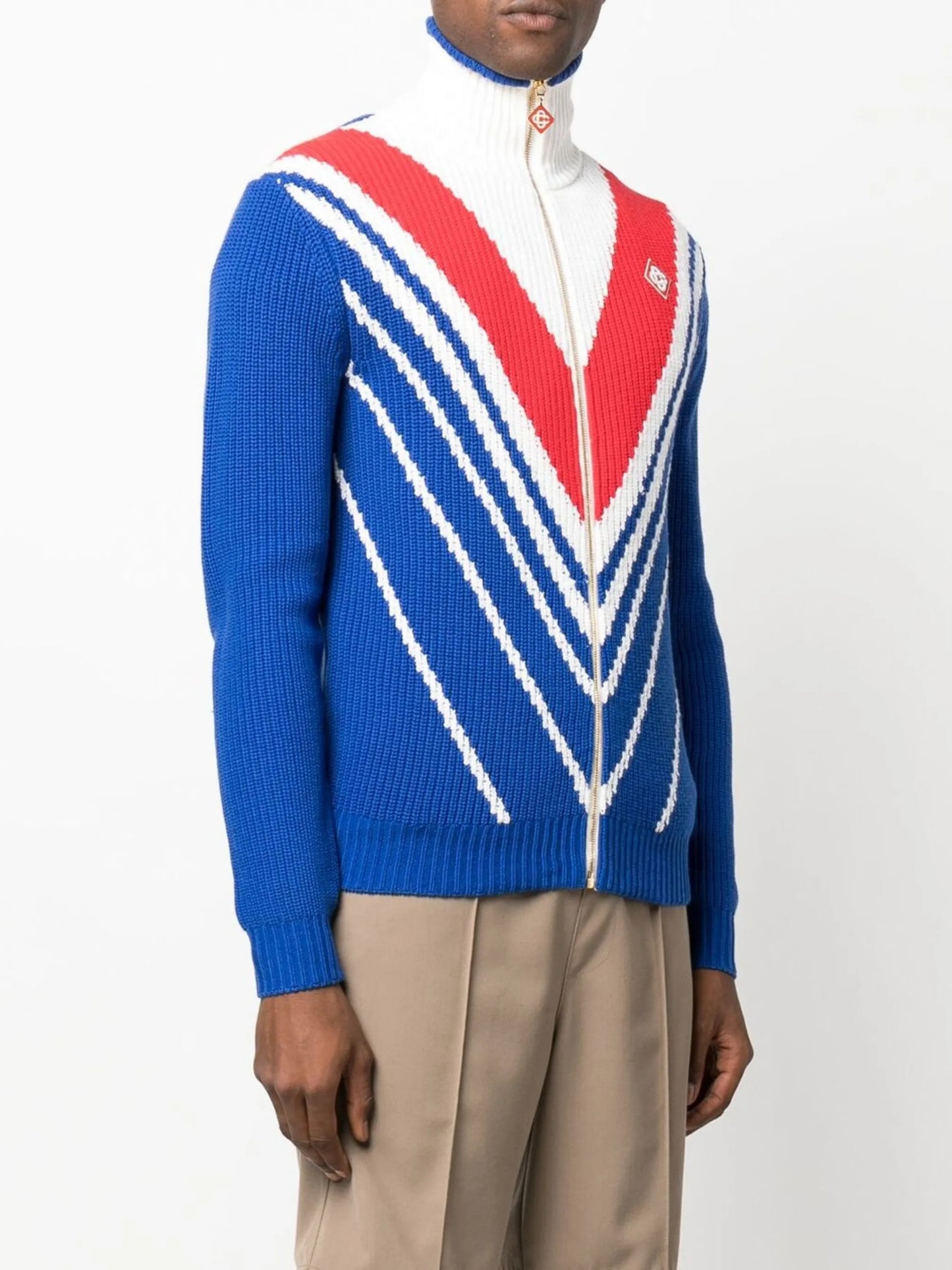 colourblock zip-up jumper