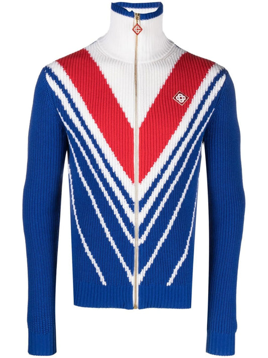 colourblock zip-up jumper