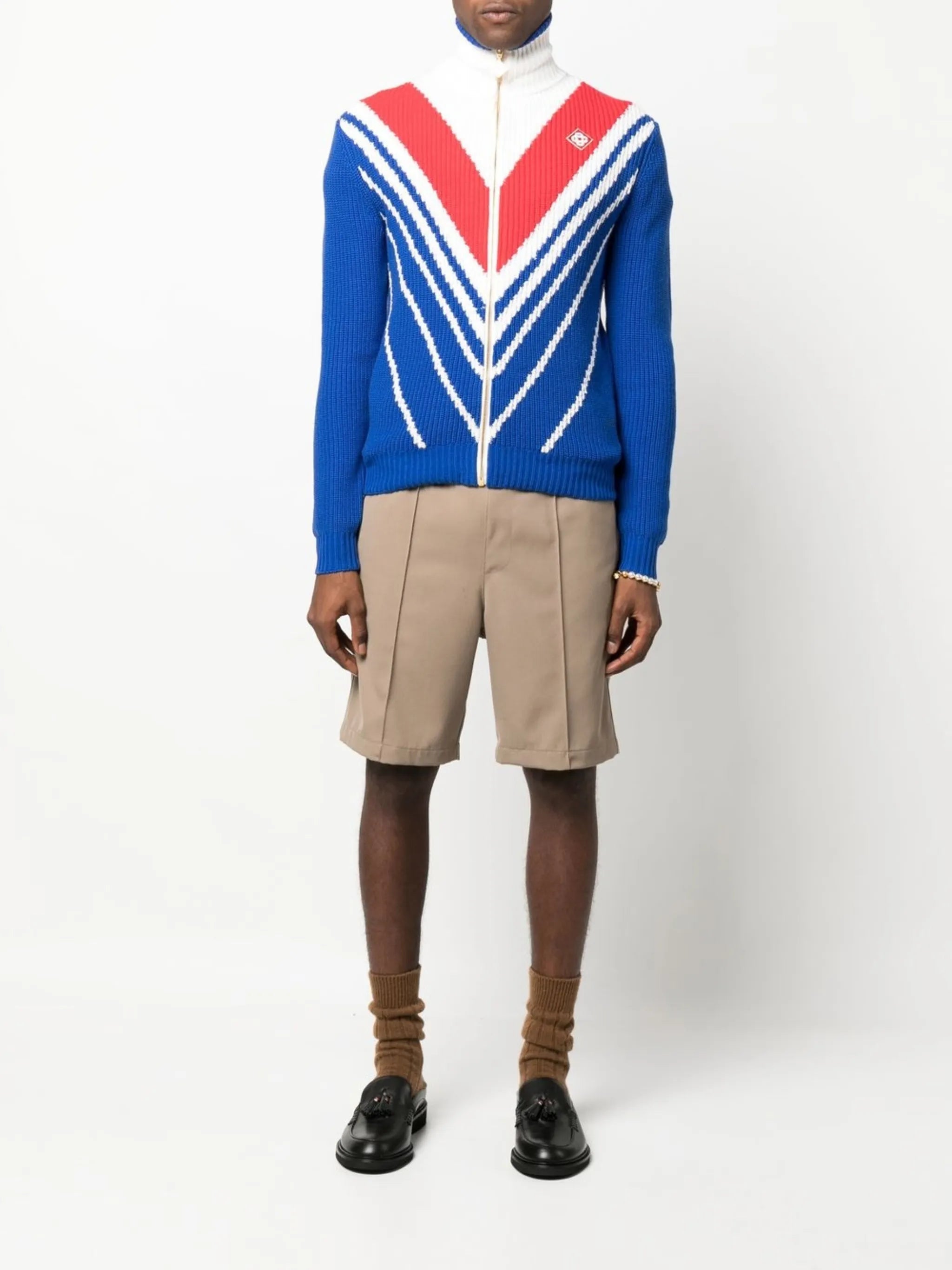 colourblock zip-up jumper