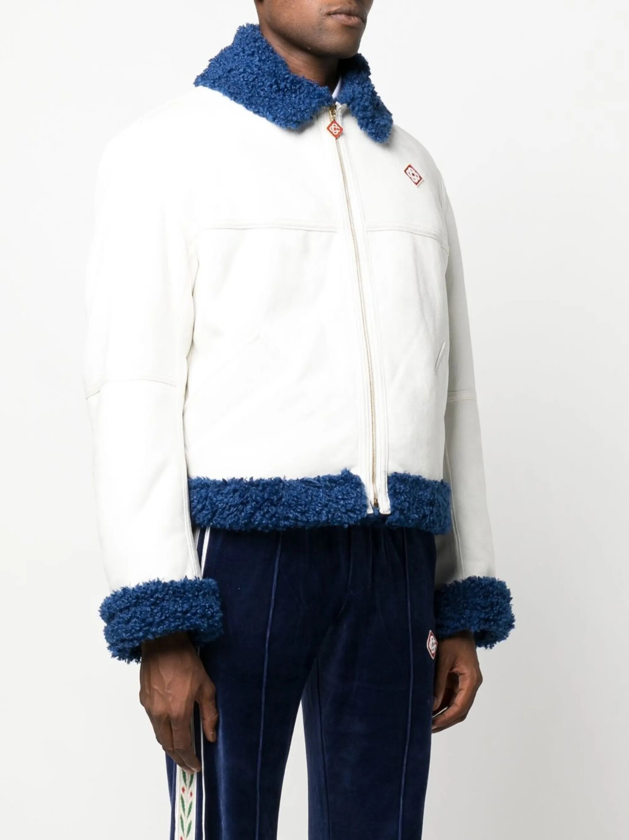 contrast-trim aviator jacket