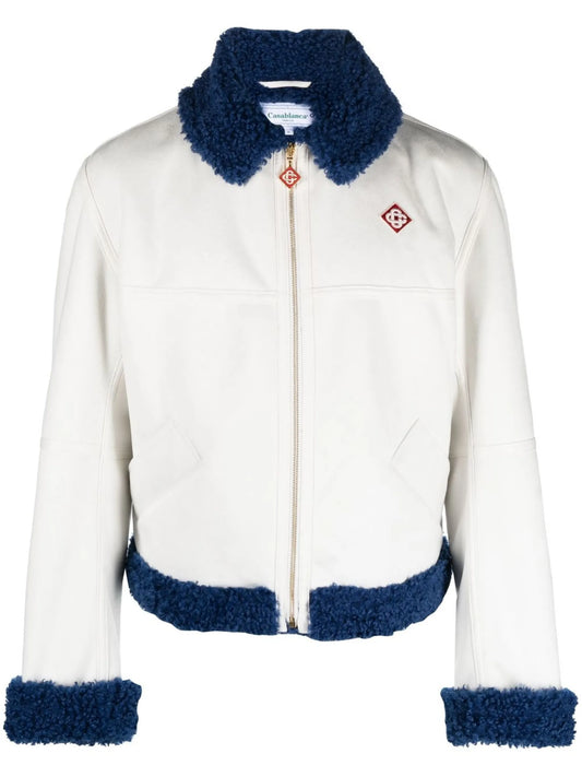 contrast-trim aviator jacket