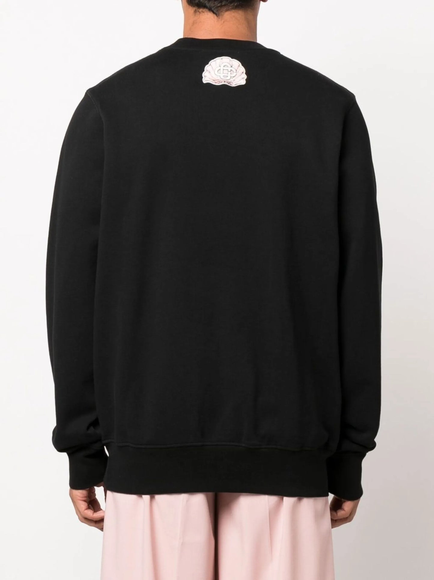 Emblem de Cygne-embroidered crew neck sweatshirt