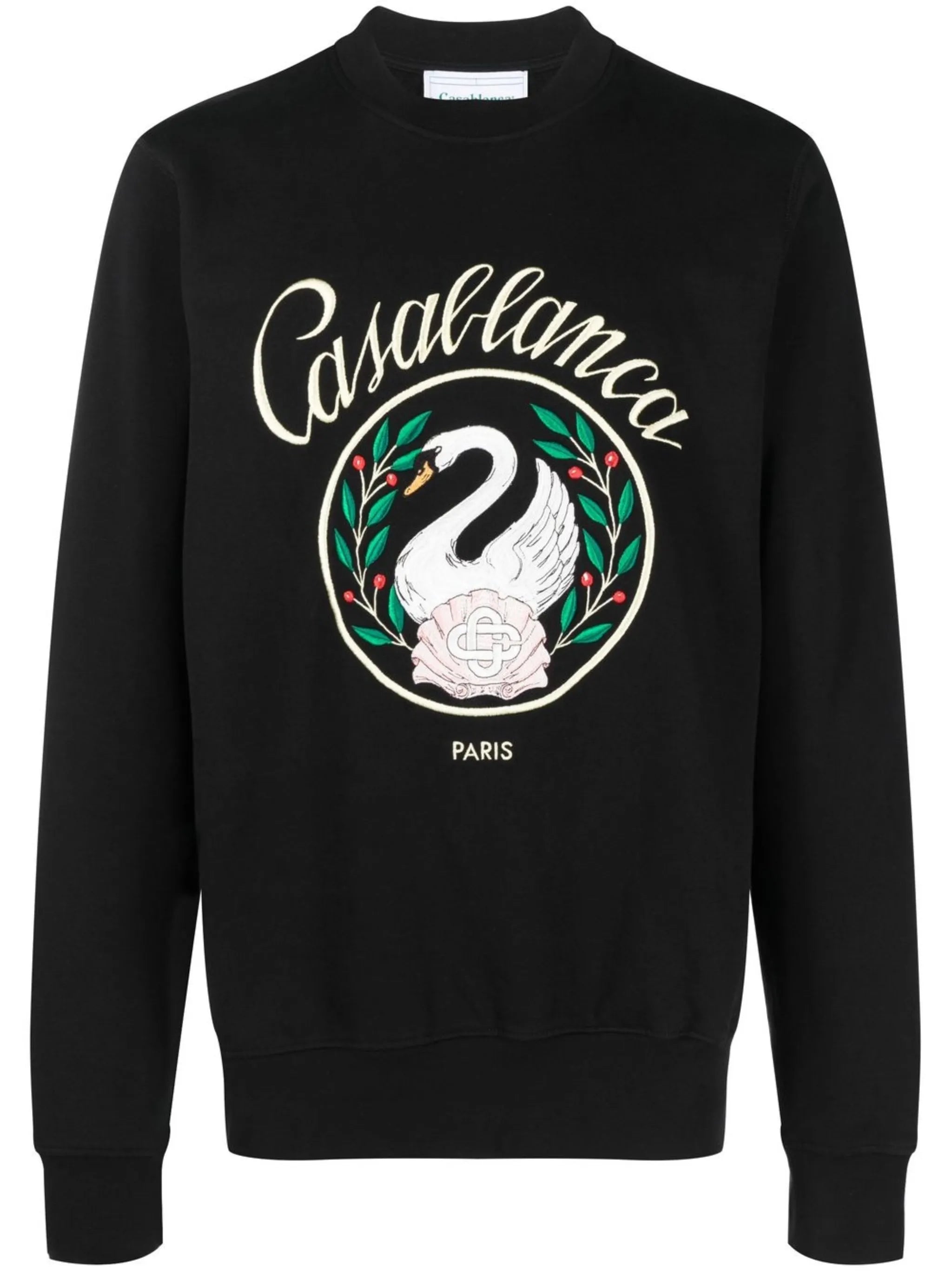 Emblem de Cygne-embroidered crew neck sweatshirt