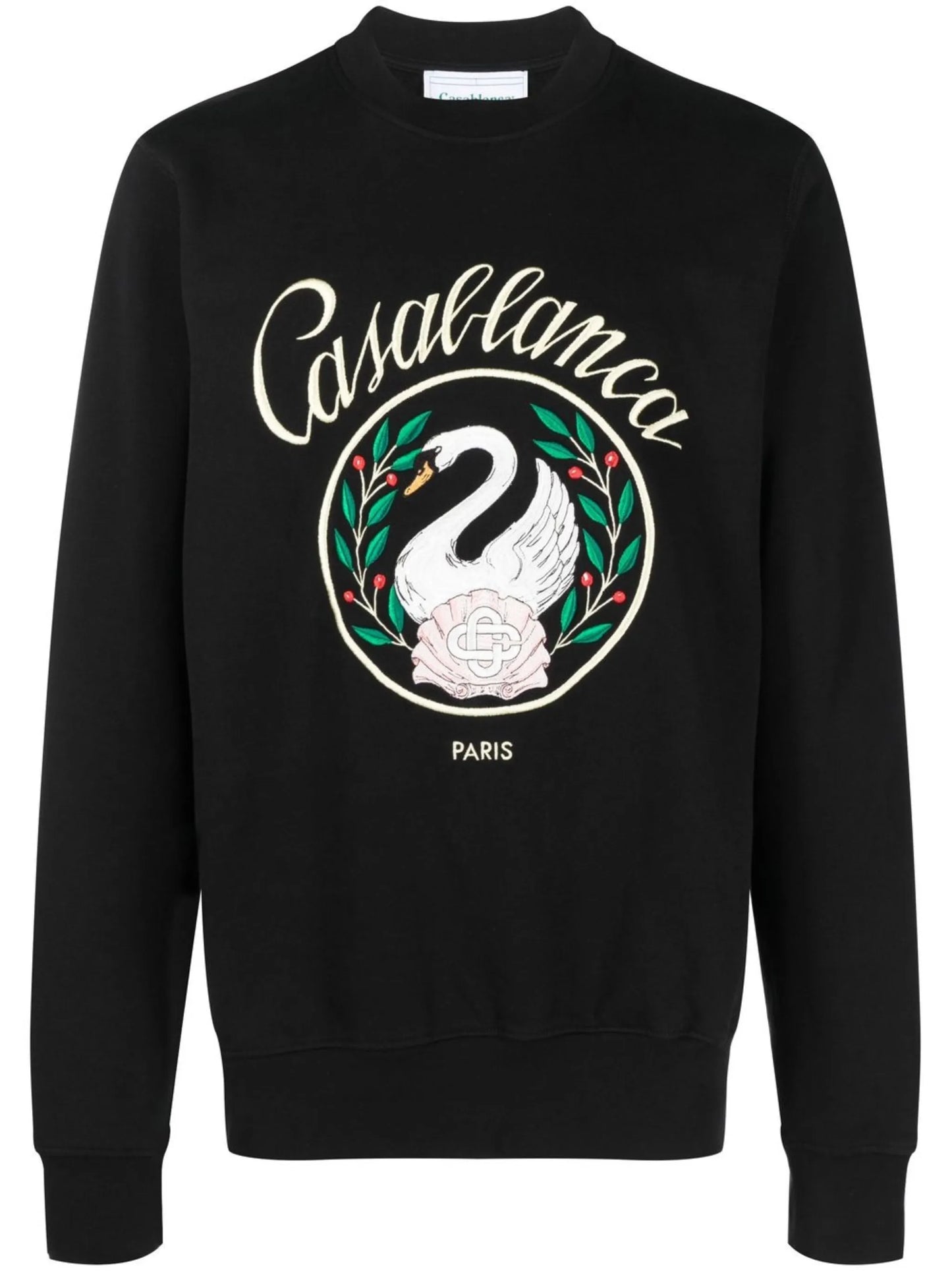 Emblem de Cygne-embroidered crew neck sweatshirt