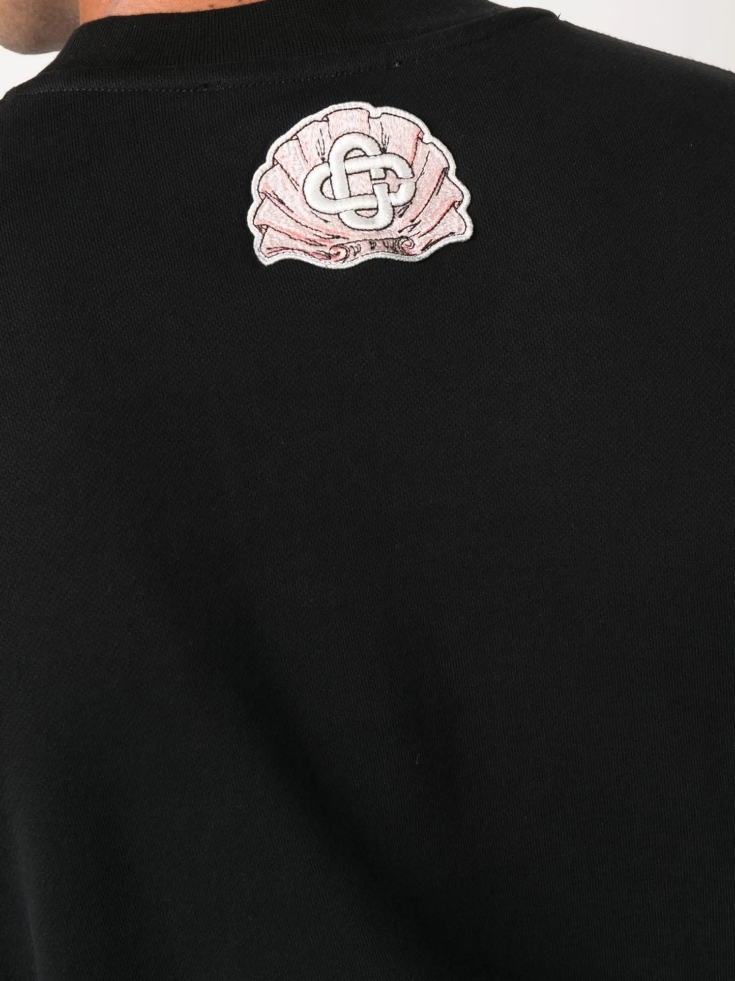 Emblem de Cygne-embroidered crew neck sweatshirt