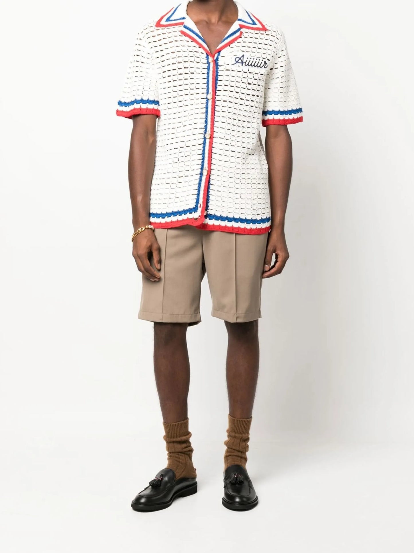 logo-patch knitted shirt