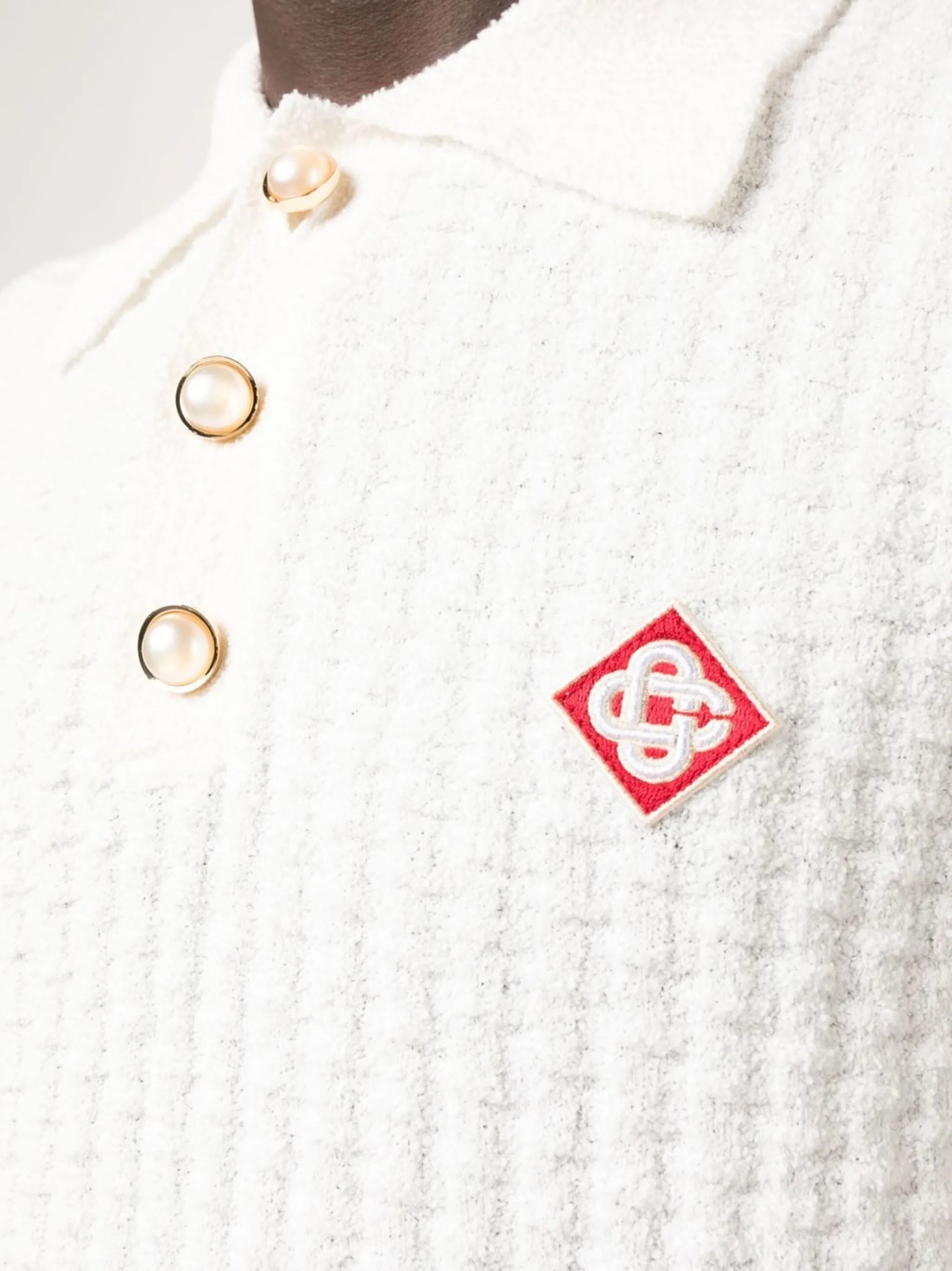 logo-patch bouclé polo shirt