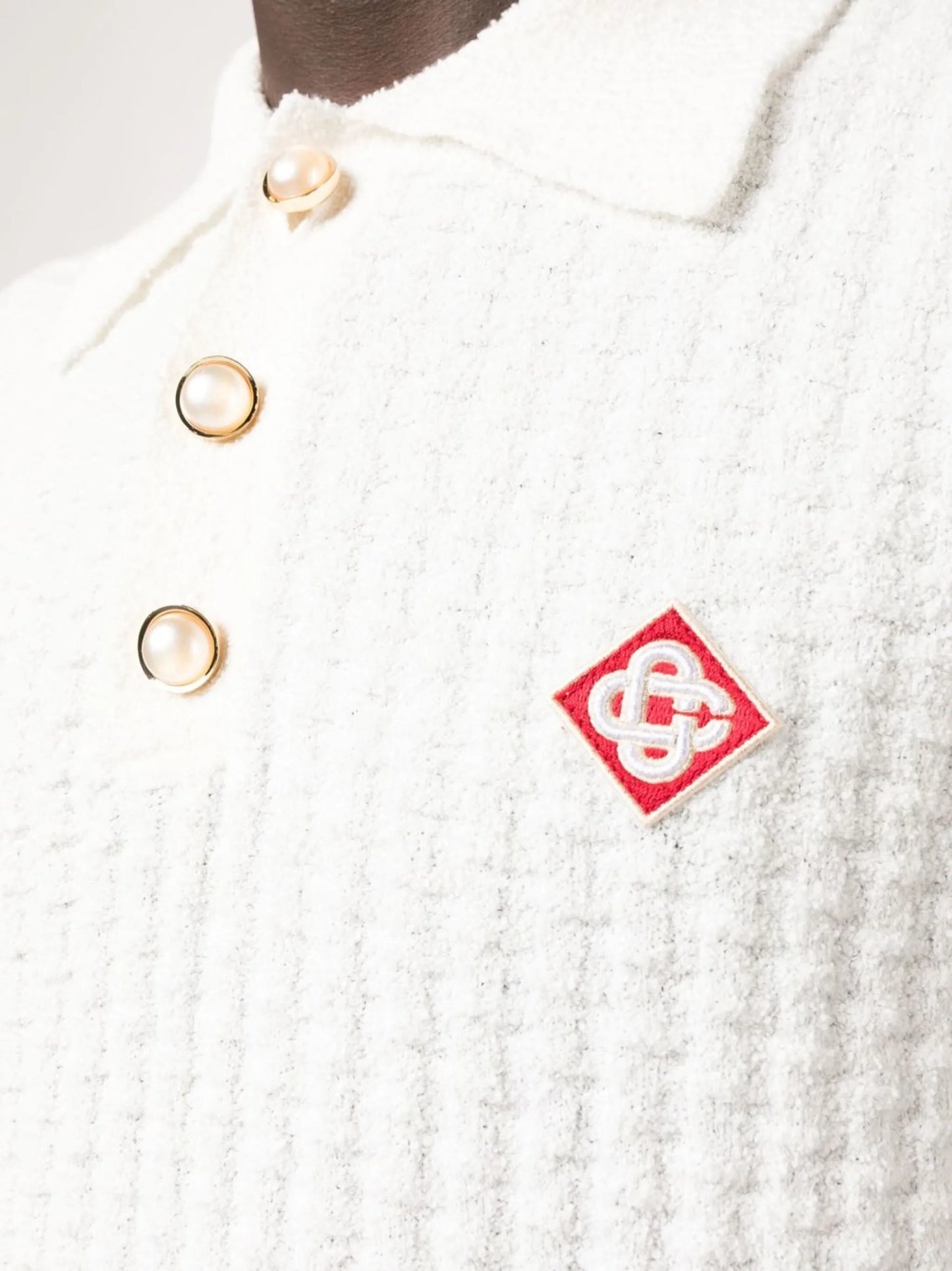 logo-patch bouclé polo shirt