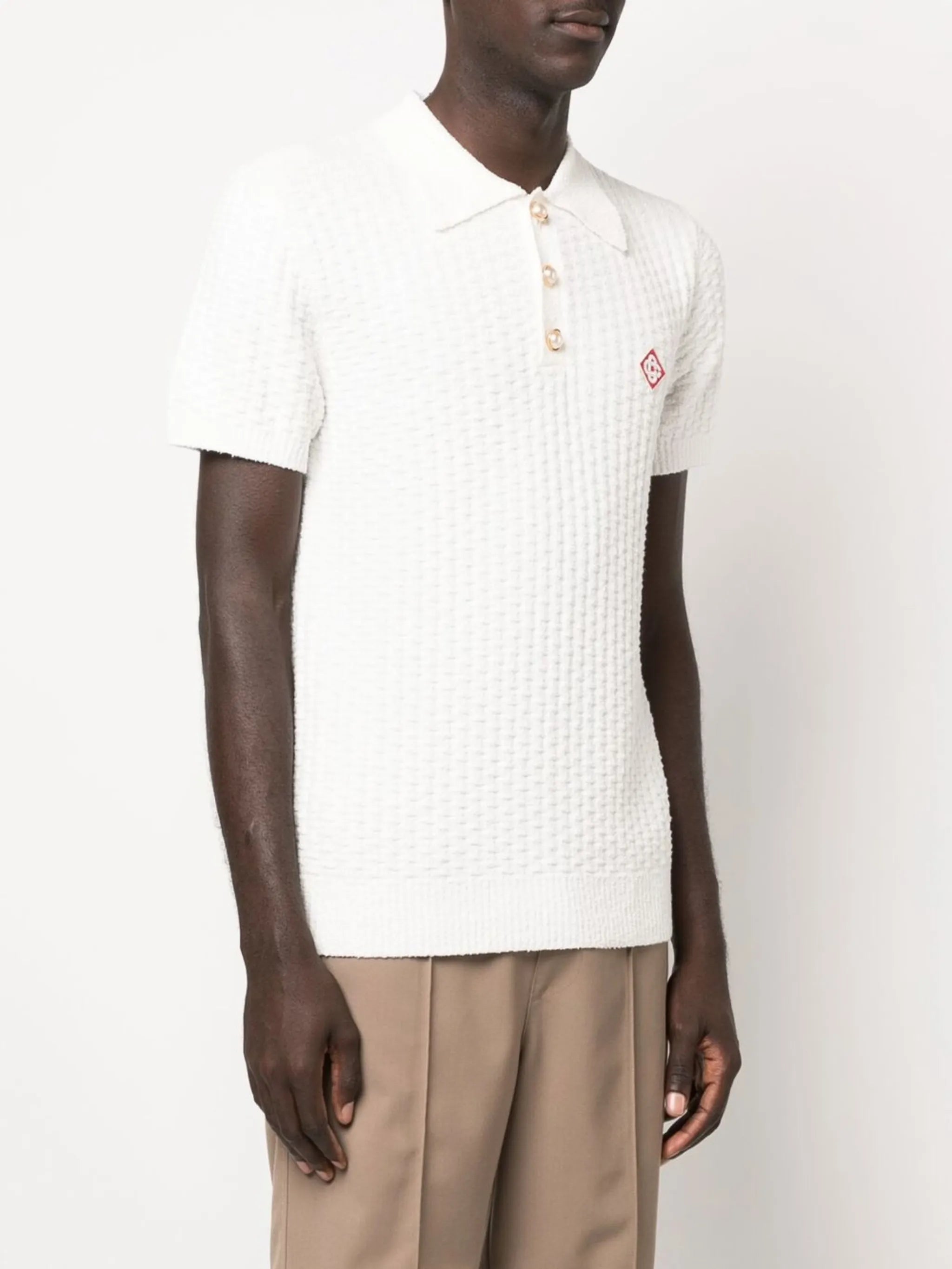 logo-patch bouclé polo shirt