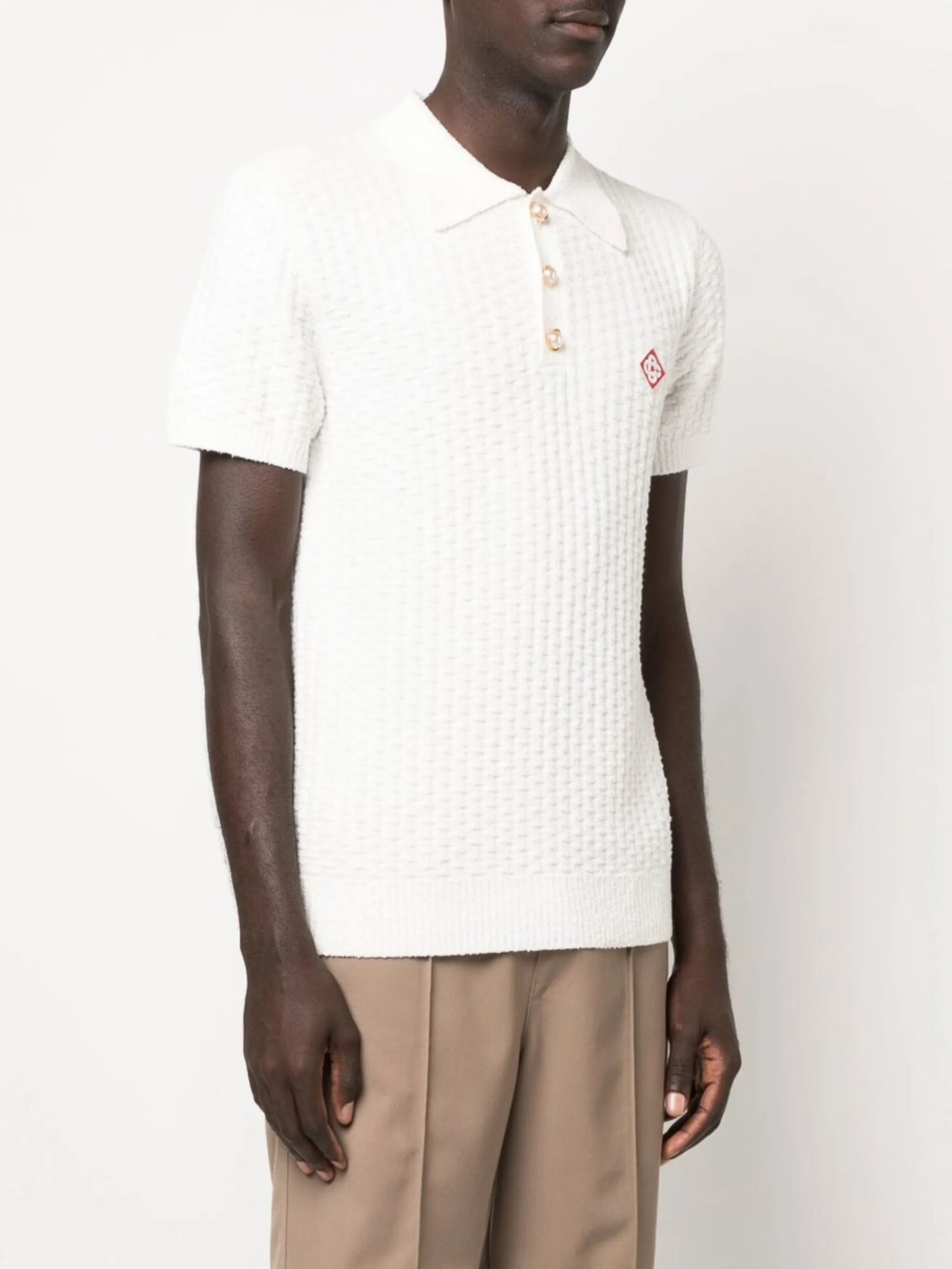 logo-patch bouclé polo shirt