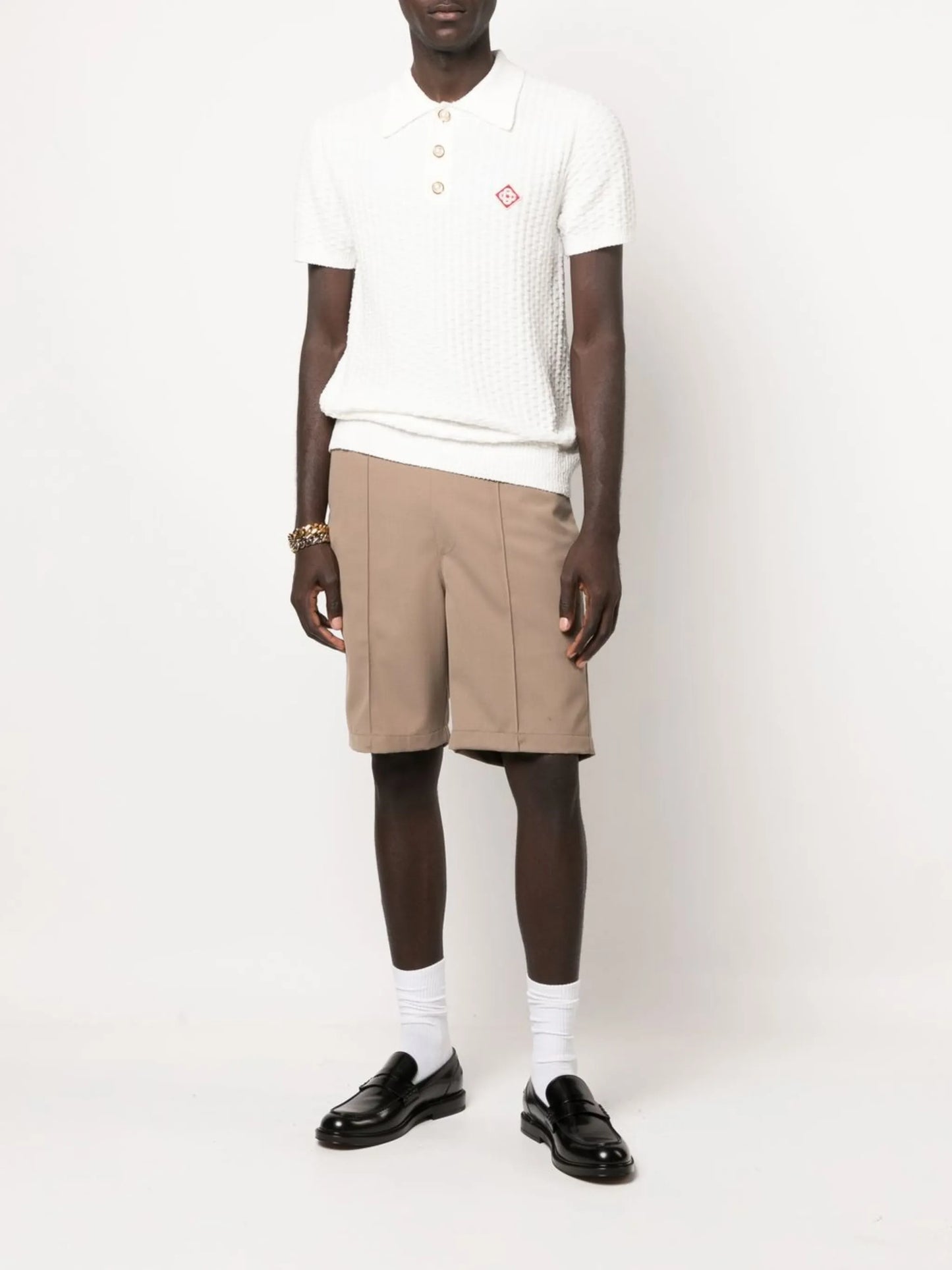logo-patch bouclé polo shirt