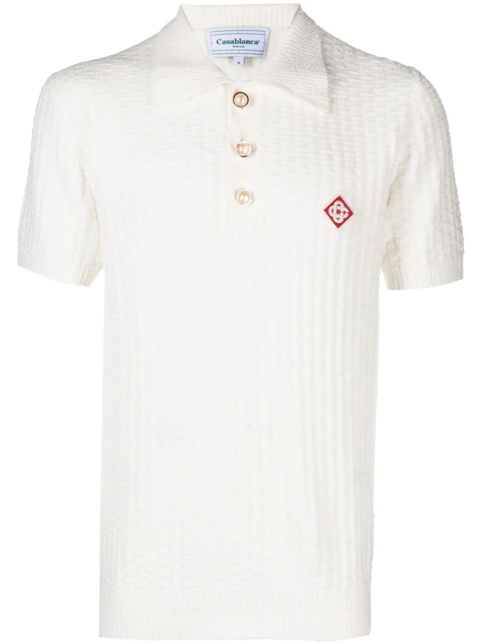 logo-patch bouclé polo shirt